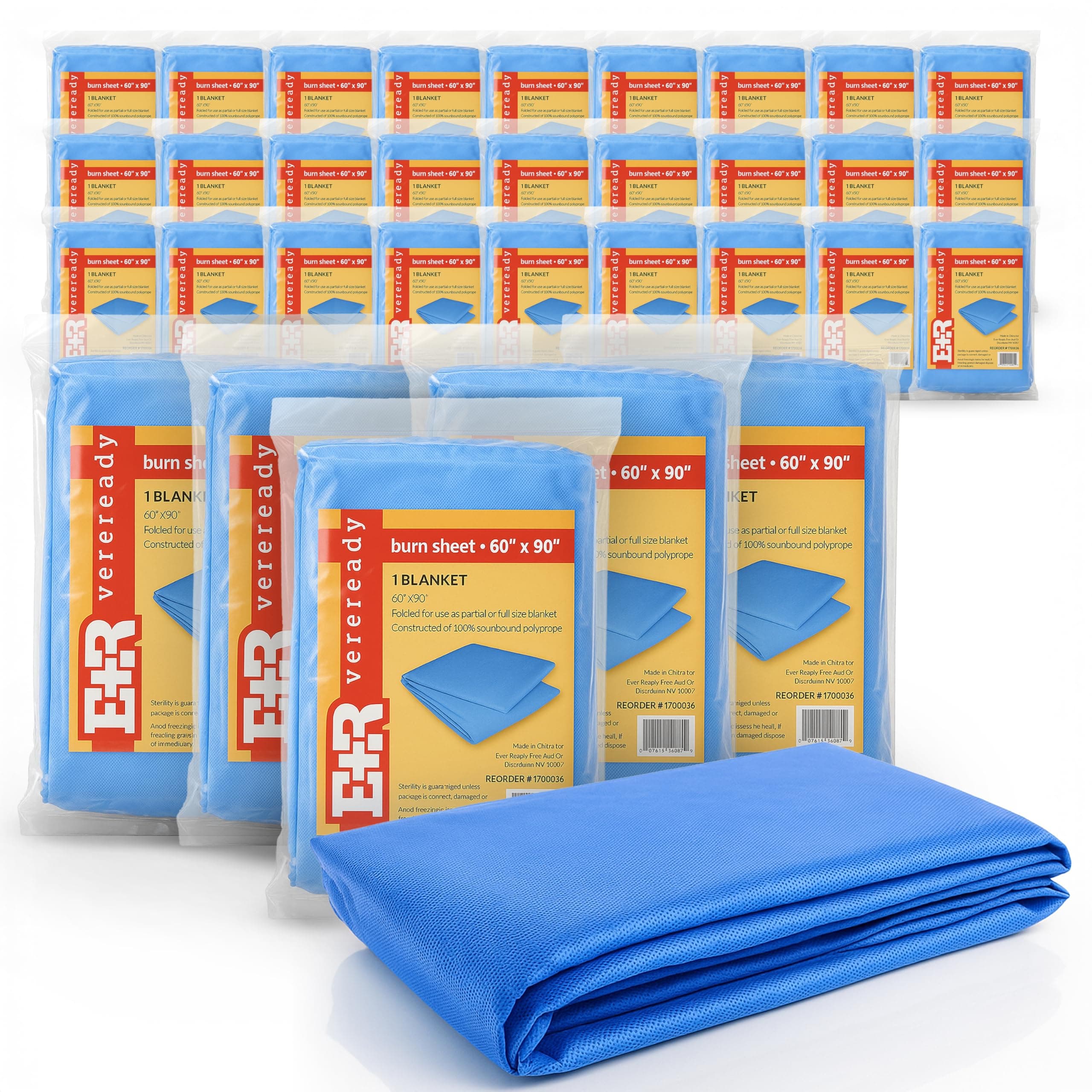 Ever Ready First Aid Sterile Burn Sheet Blanket – 60”x 90” (36 Count)