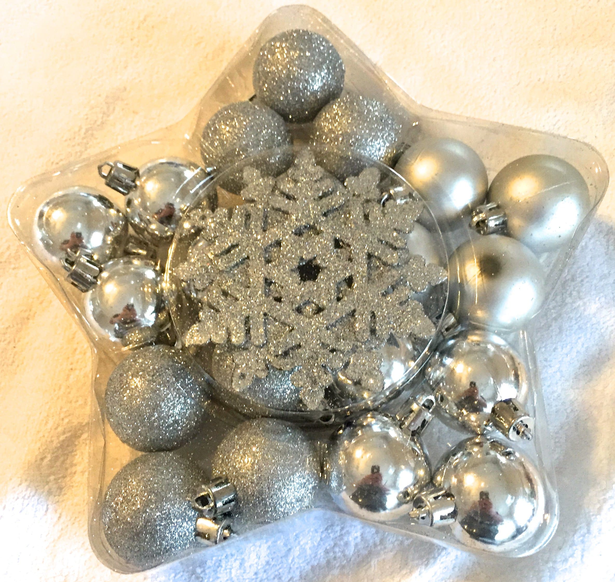 24 Shatter Resistant Silver Snowflake Ornament Set