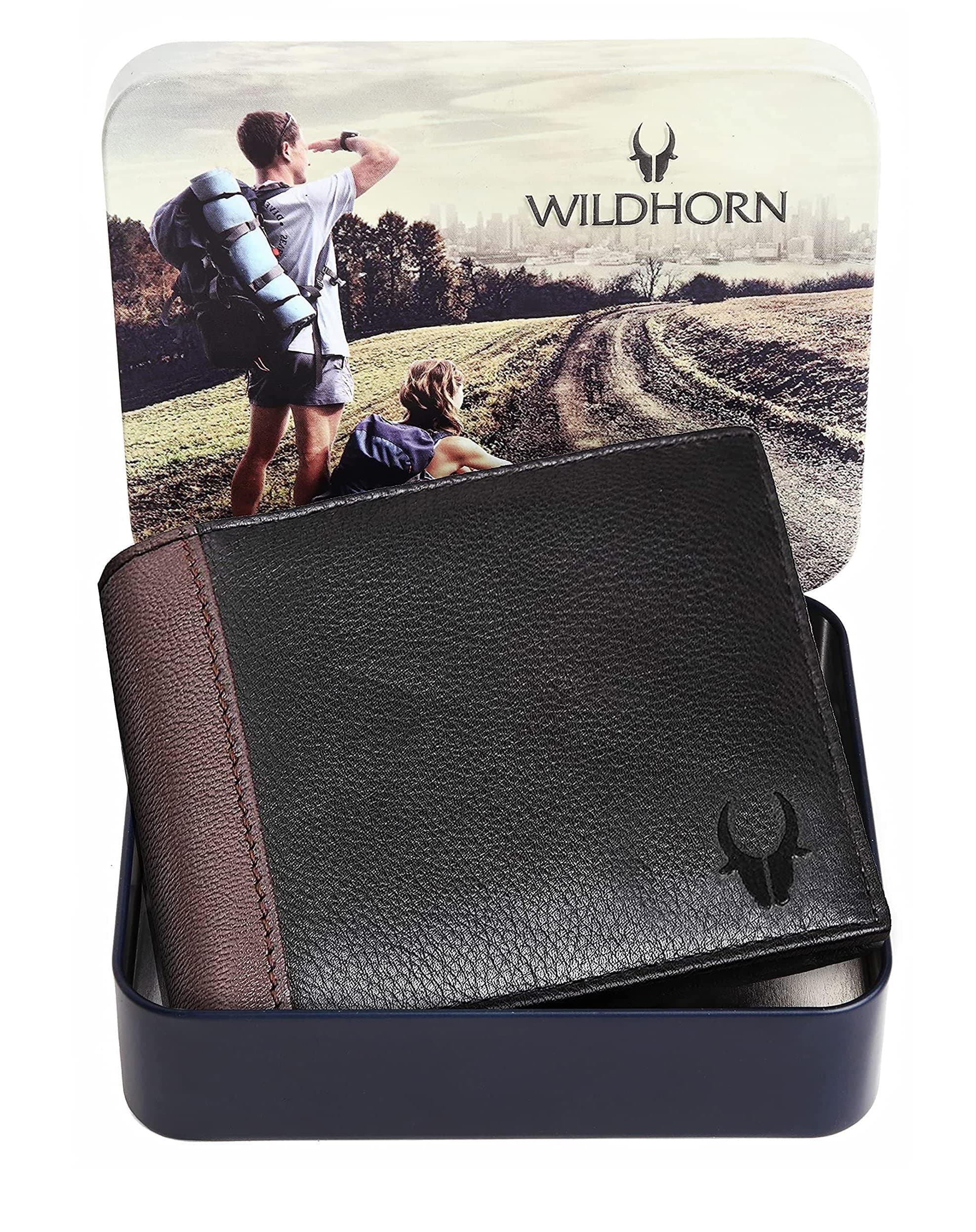 Leather Wallet for Men, Black & Brown