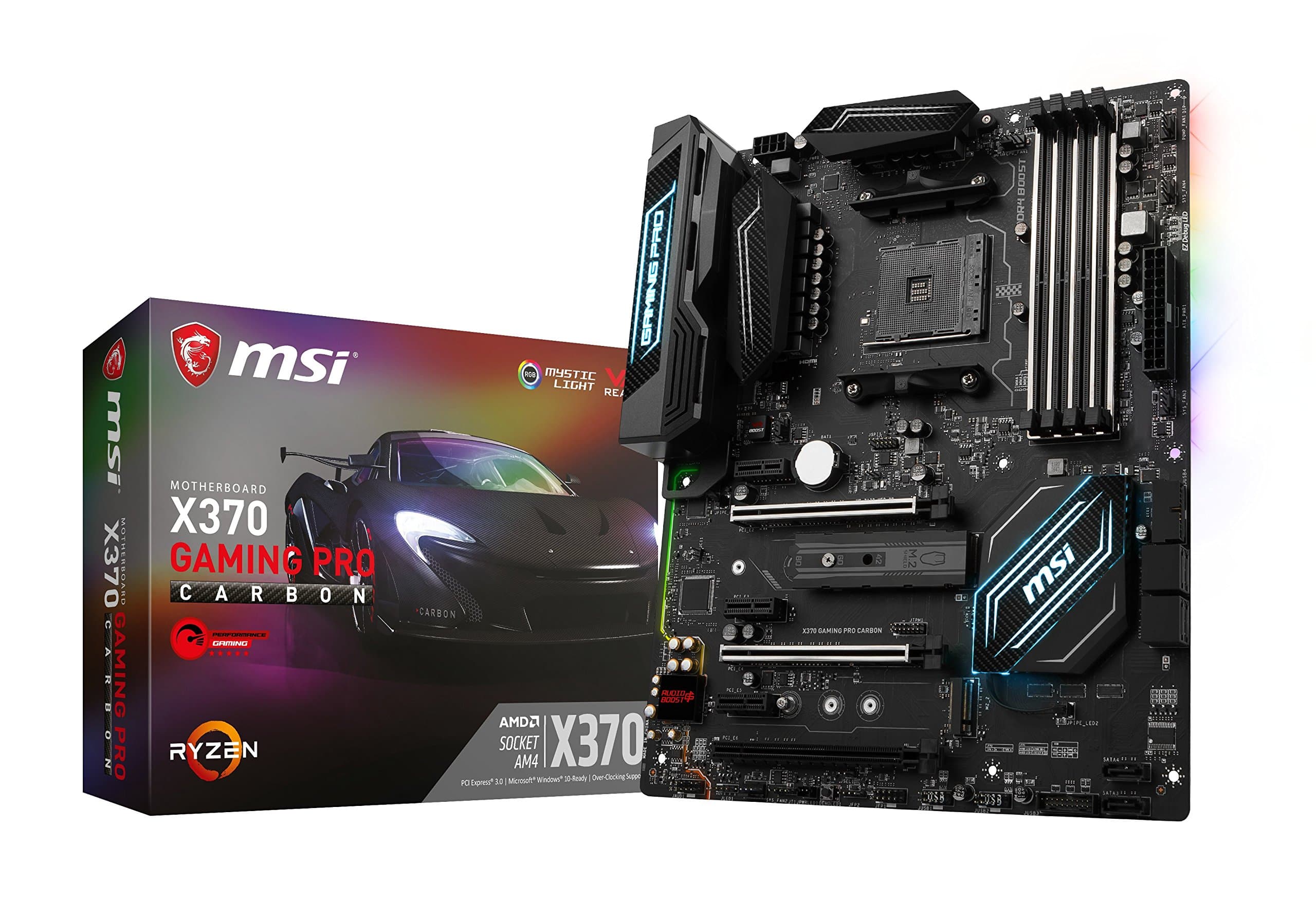MSI X370 GAMING PRO CARBON Socket AM4 AMD Ryzen 7th Gen Athlon DDR4 USB 3.1 ATX Motherboard - Black