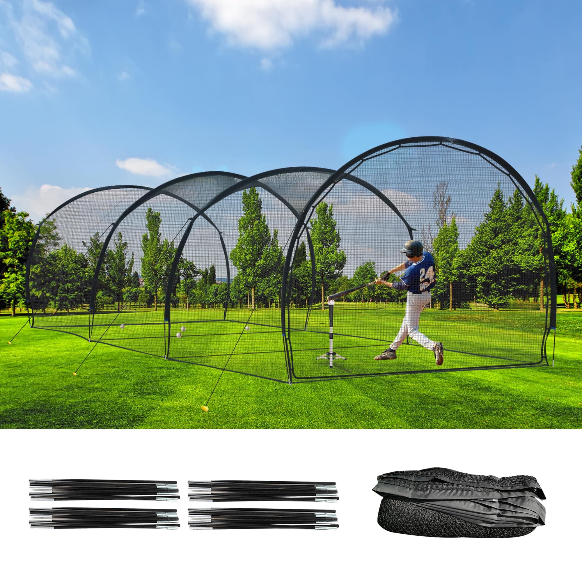 ORIENTOOLS Cricket Batting Net, Baseball Batting Cage Netting for Pitching Training in The Backyard, Cricket Net for Golf, Baseball and Softball