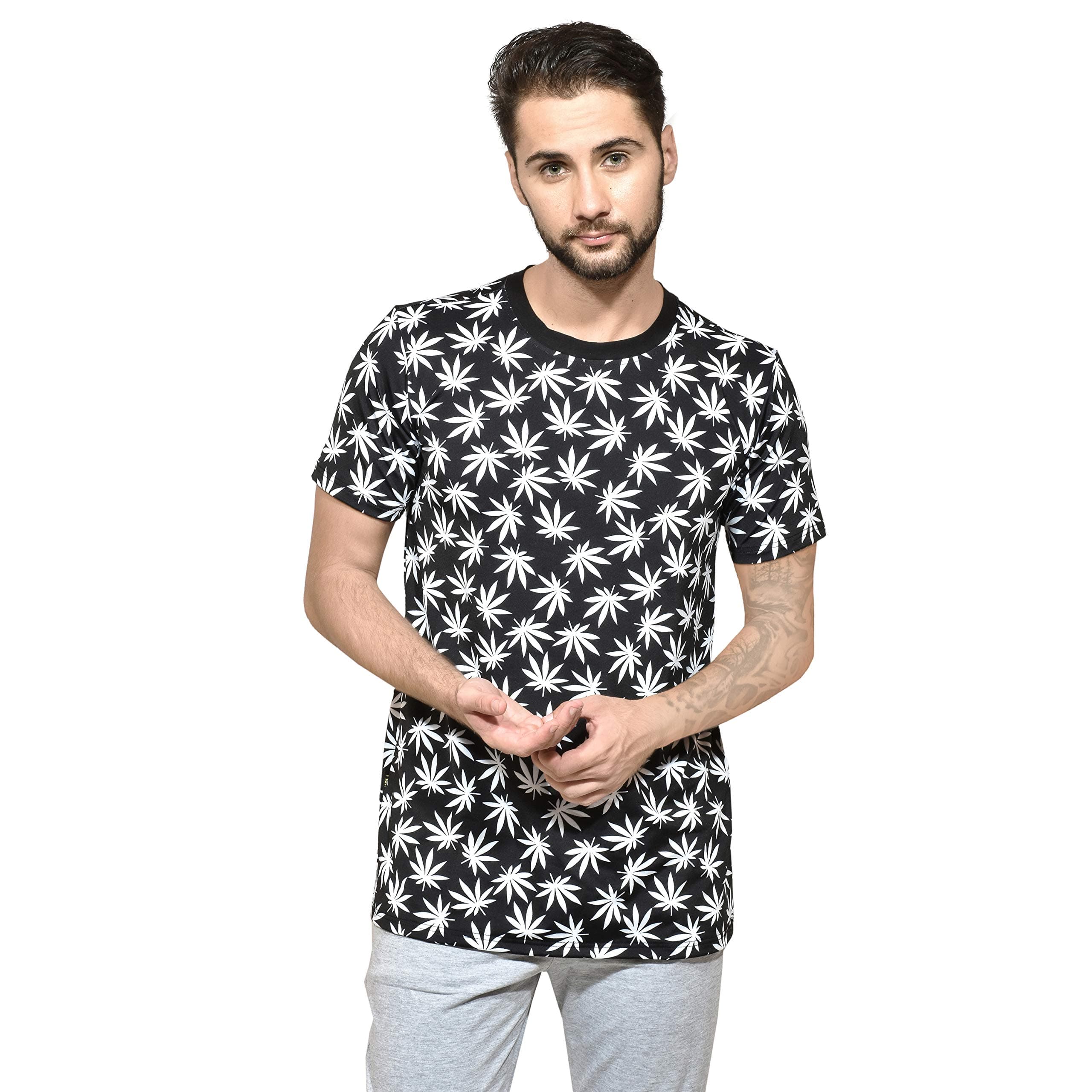 Yuvraah Men's Blk Flower Tee