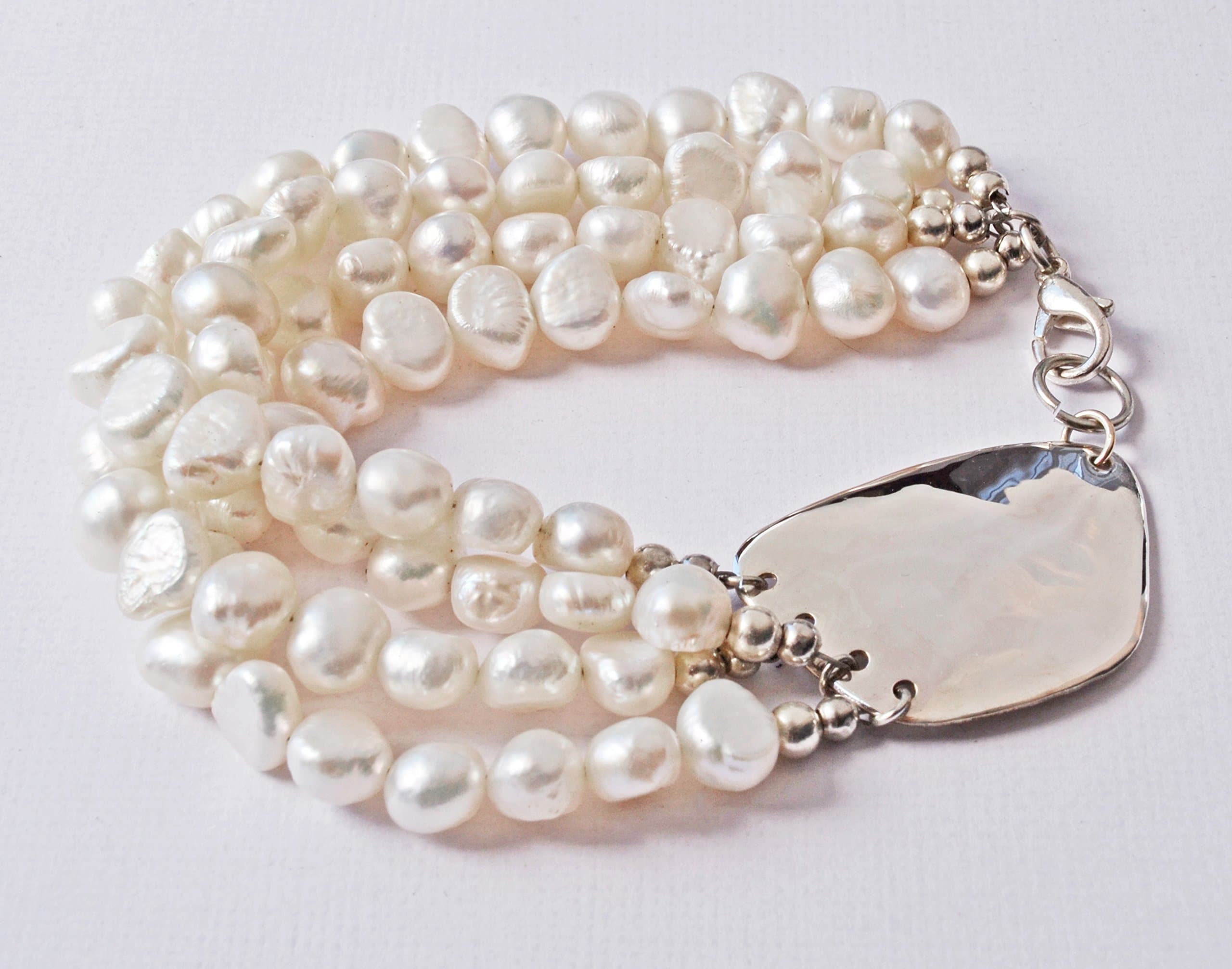 Pearl Bracelet with Sterling Silver Handmade