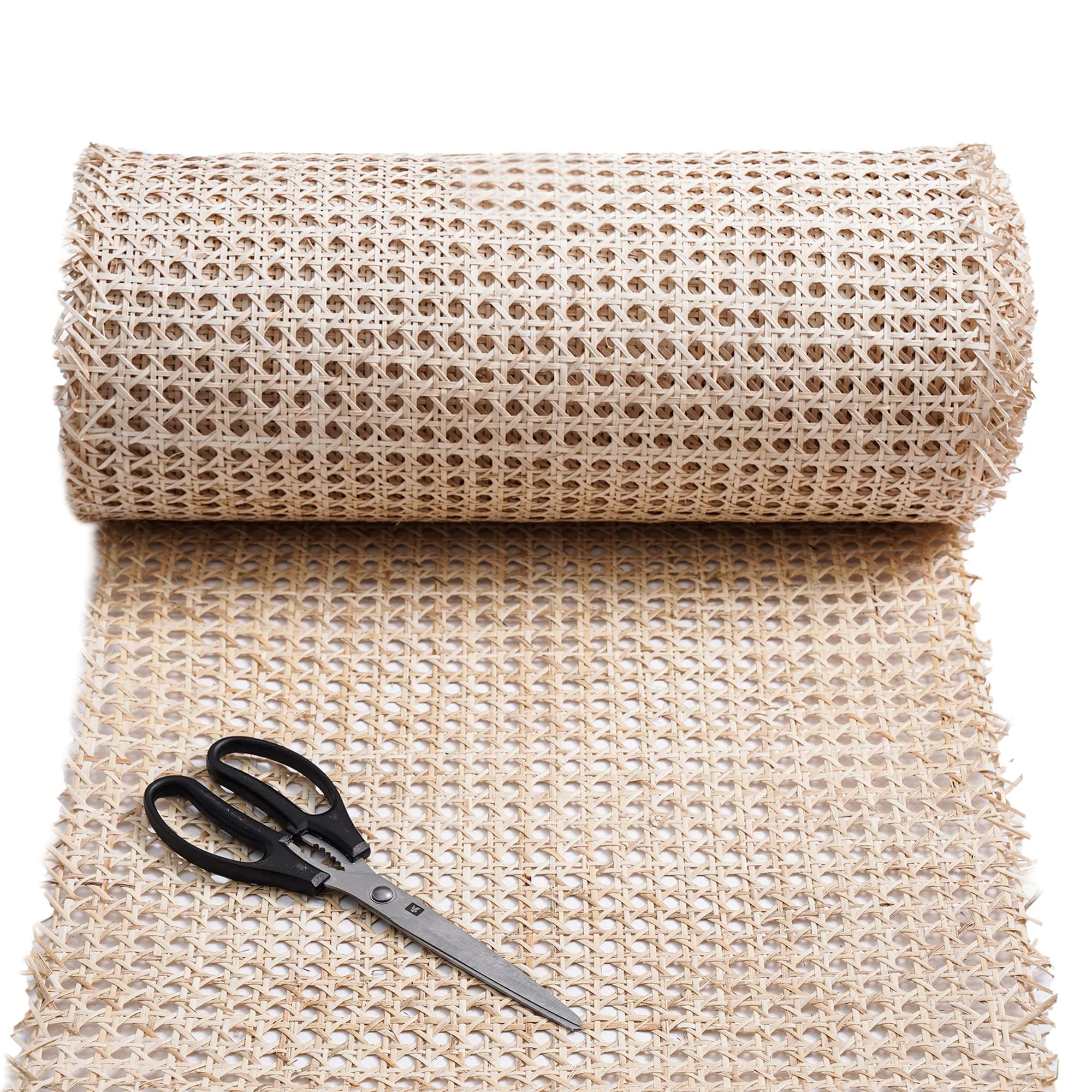 24" Width Rattan Cane Webbing Roll 5.3 Feet Pre-Woven Hexagon Open Mesh Cane Webbing Sheet for Furniture Chair Table Ceiling Background Door