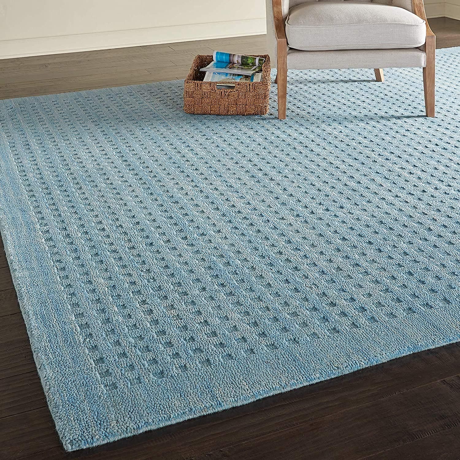 ZARA CARPETS; 'can change the floor ZARACARPETS Solid Plain Hand Made Rugs Runner Size 2 Feet by 6 Feet (2x6 feet) Loop Sky Blue