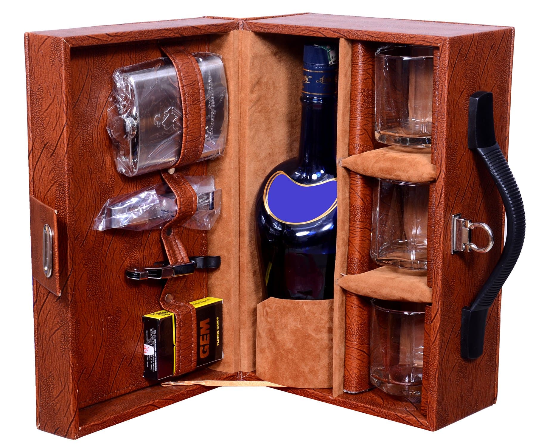 La Corsa 9 Pcs Premium Leather Bar Set | Bar Accessory Set (Brown)