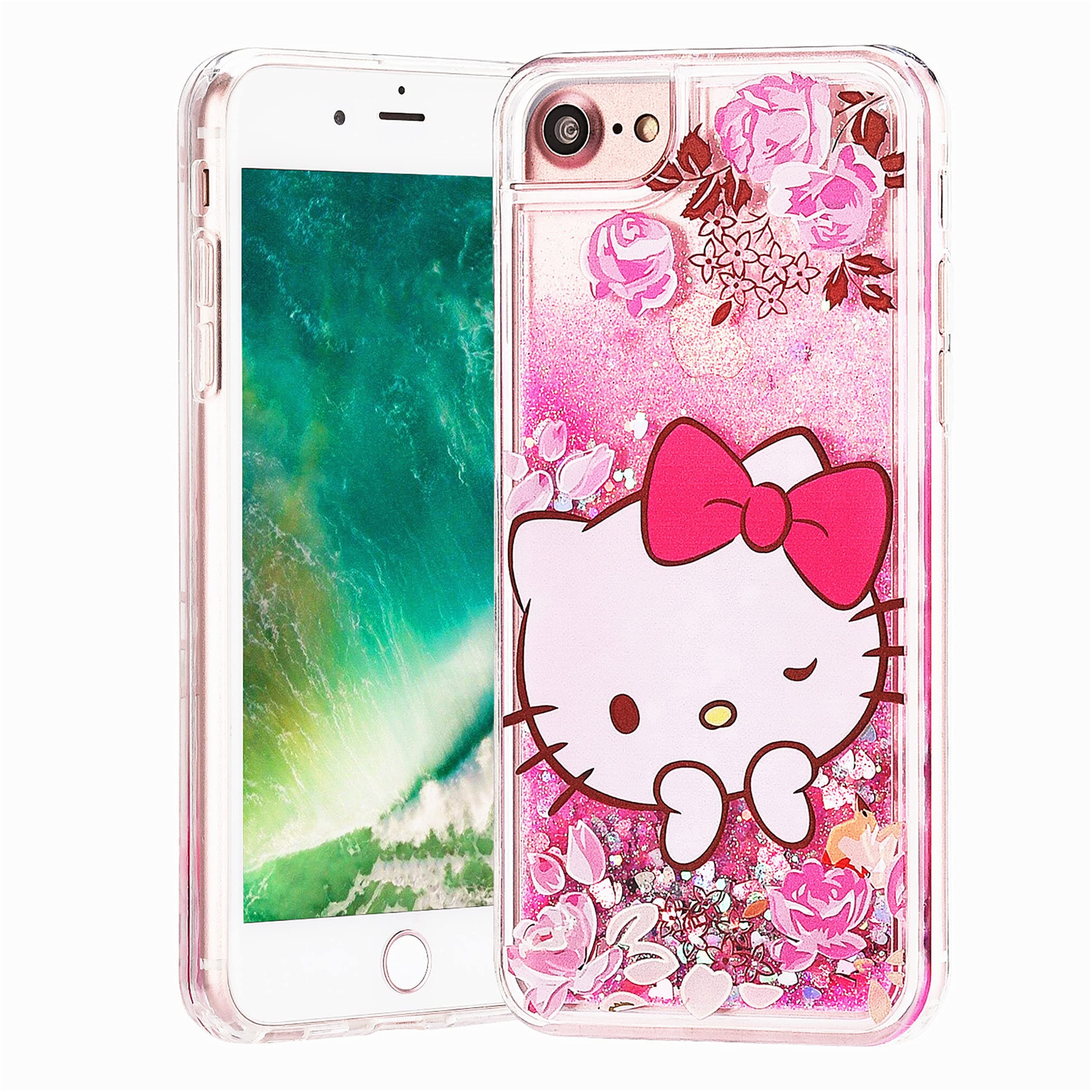Logee Quicksand Cat Case for iPhone 6/6s/7/8/SE 2020 4.7" Cartoon Anime Cute Kawaii Fun Shiny Twinkle Glitter Sequins Design Cover Unique Girls Teen Women Kids TPU Cases for iPhone 6/6S/7/8/SE 2020