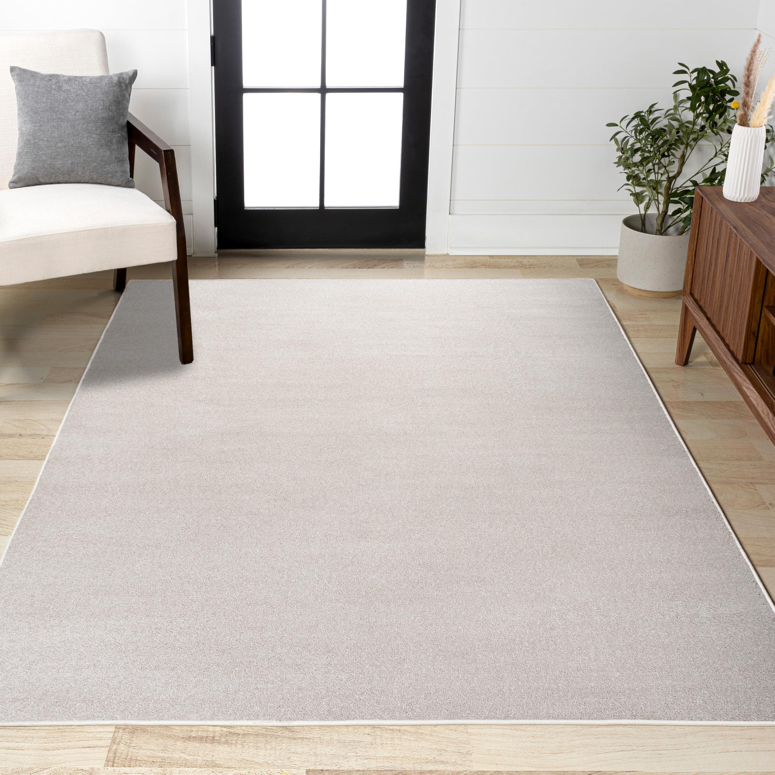 JONATHAN Y Haze Solid Low-Pile Ivory Indoor Area Rug 8x10, Coastal,Bohemian,Minimalist,Classic, Easy-Cleaning for Living Room,Bedroom,Kitchen,Pet Friendly,Non-Shedding (SEU100D-8)