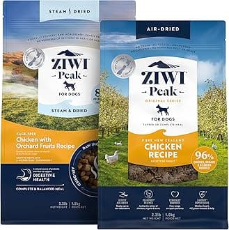 ZIWI Peak Medium Chicken Dry Dog Food Bundle- Air-Dried Chicken (35.2oz) + Steam & Dried Chicken w/Fruits (52.8oz)