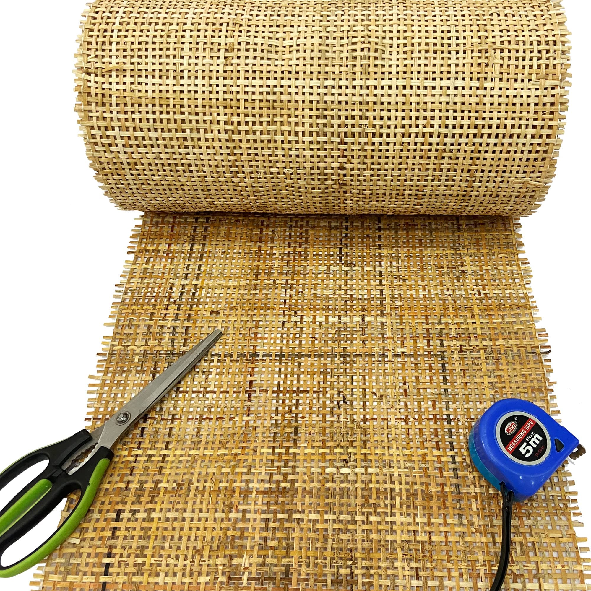 MINHKUST 24" Width Natural Dark Square Rattan Cane Webbing Roll 7 Feet Length for Caning Projects | Pre-Woven Radio Mesh Cane Webbing Sheet for Furniture, Chair, Table, Ceiling