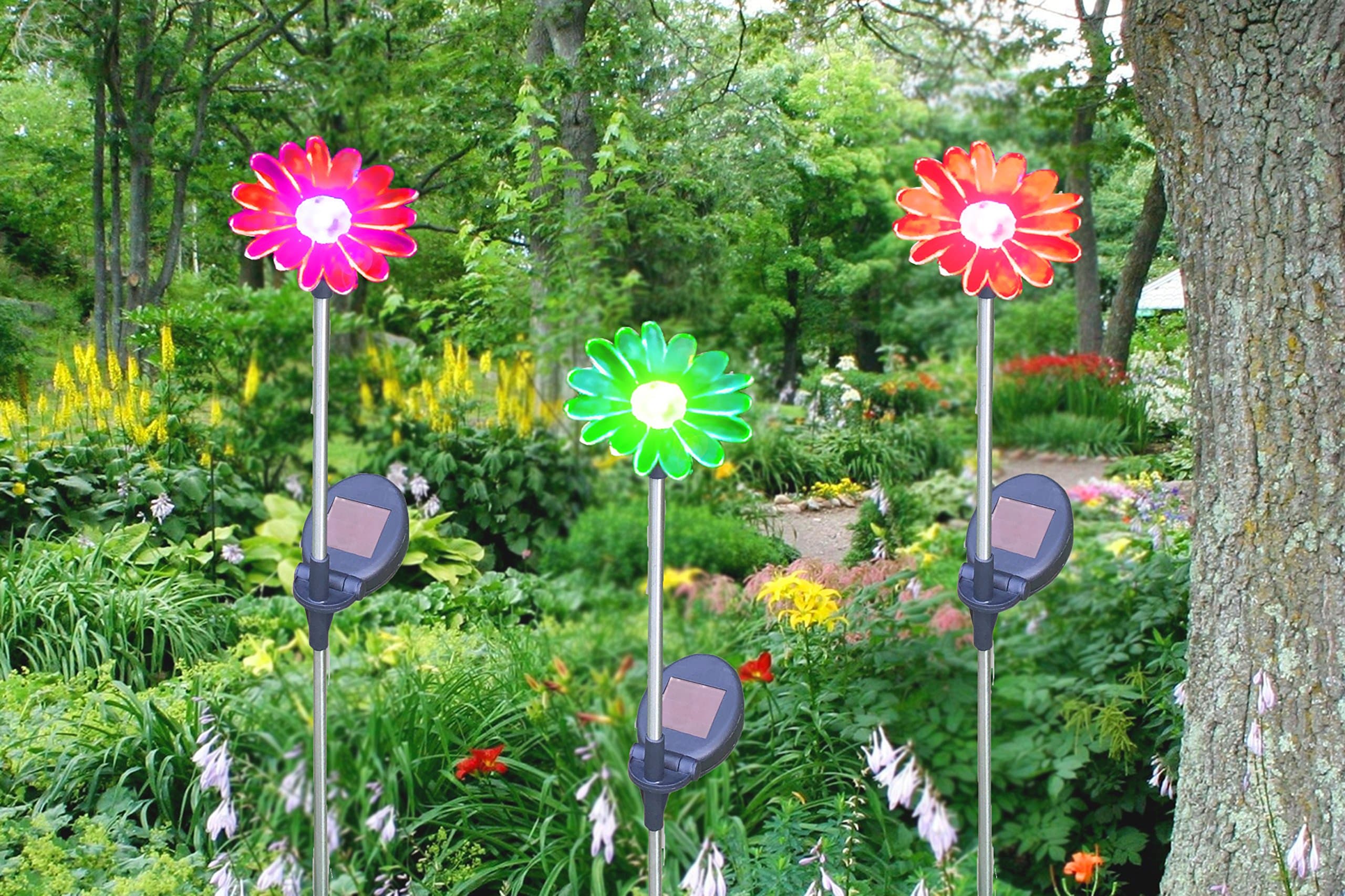 Pathway Solar Lighting - Christmas Light Decoration - LED Waterproof Lights - Pack of 3 Flowers