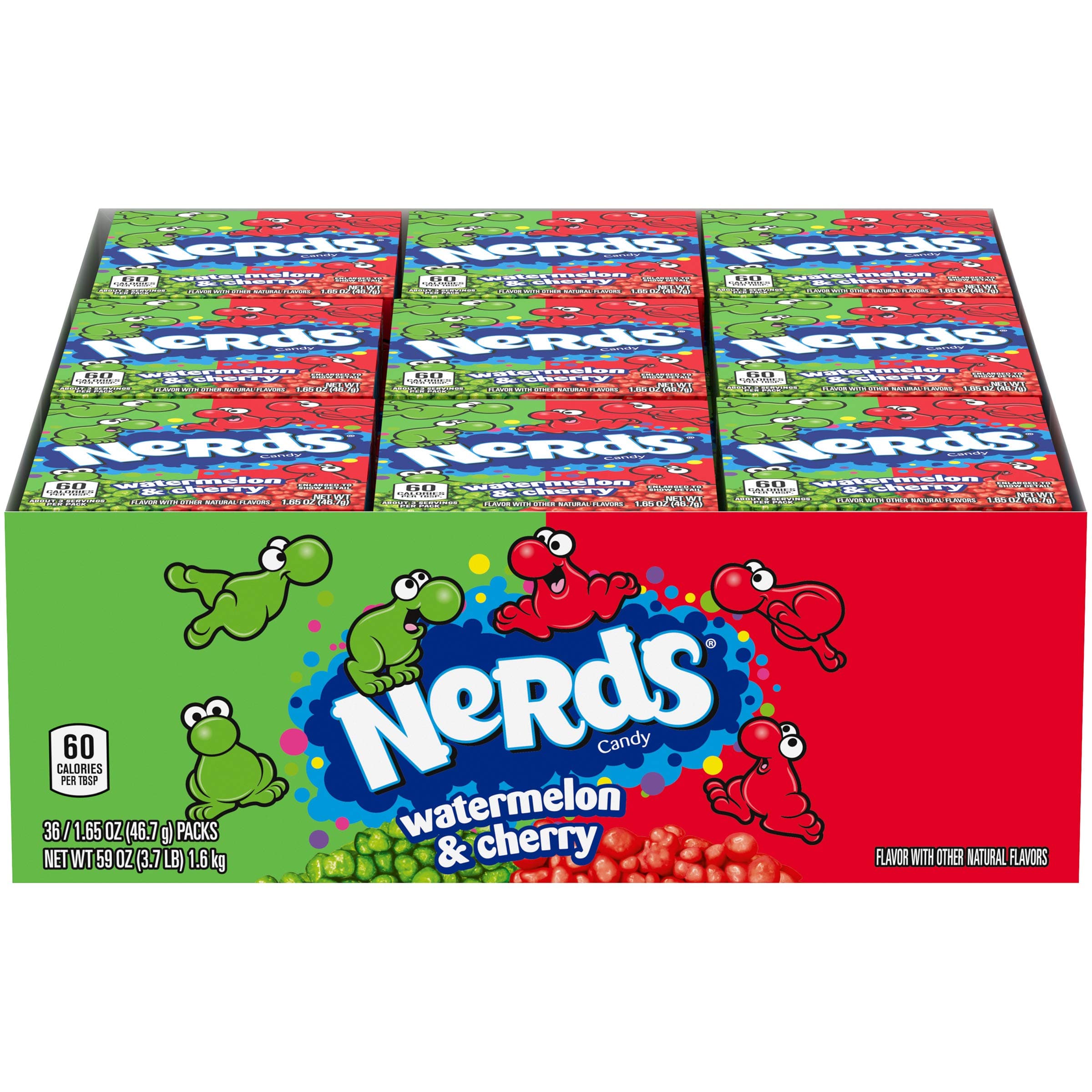 Wonka Nerds Watermelon and Wild Cherry 1.65-Ounce Packets (Pack of 36)