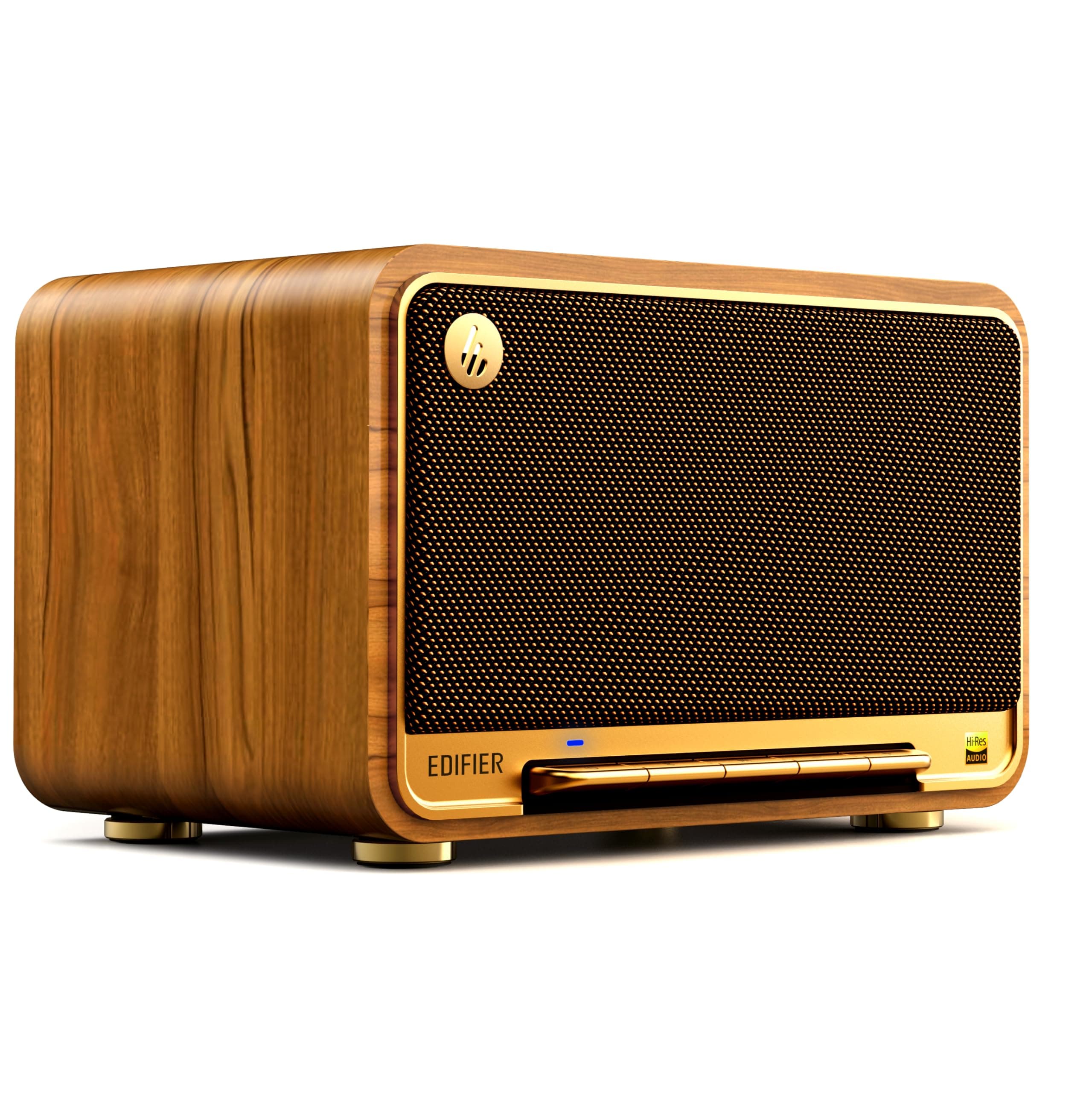 Edifier D32 Retro Tabletop Wireless Speaker, Bluetooth v5.3 & AirPlay2, USB-C & AUX, 11h Playtime, Hi-Res Audio & Wireless Certified, 2.1 Acoustic Architecture, Oak