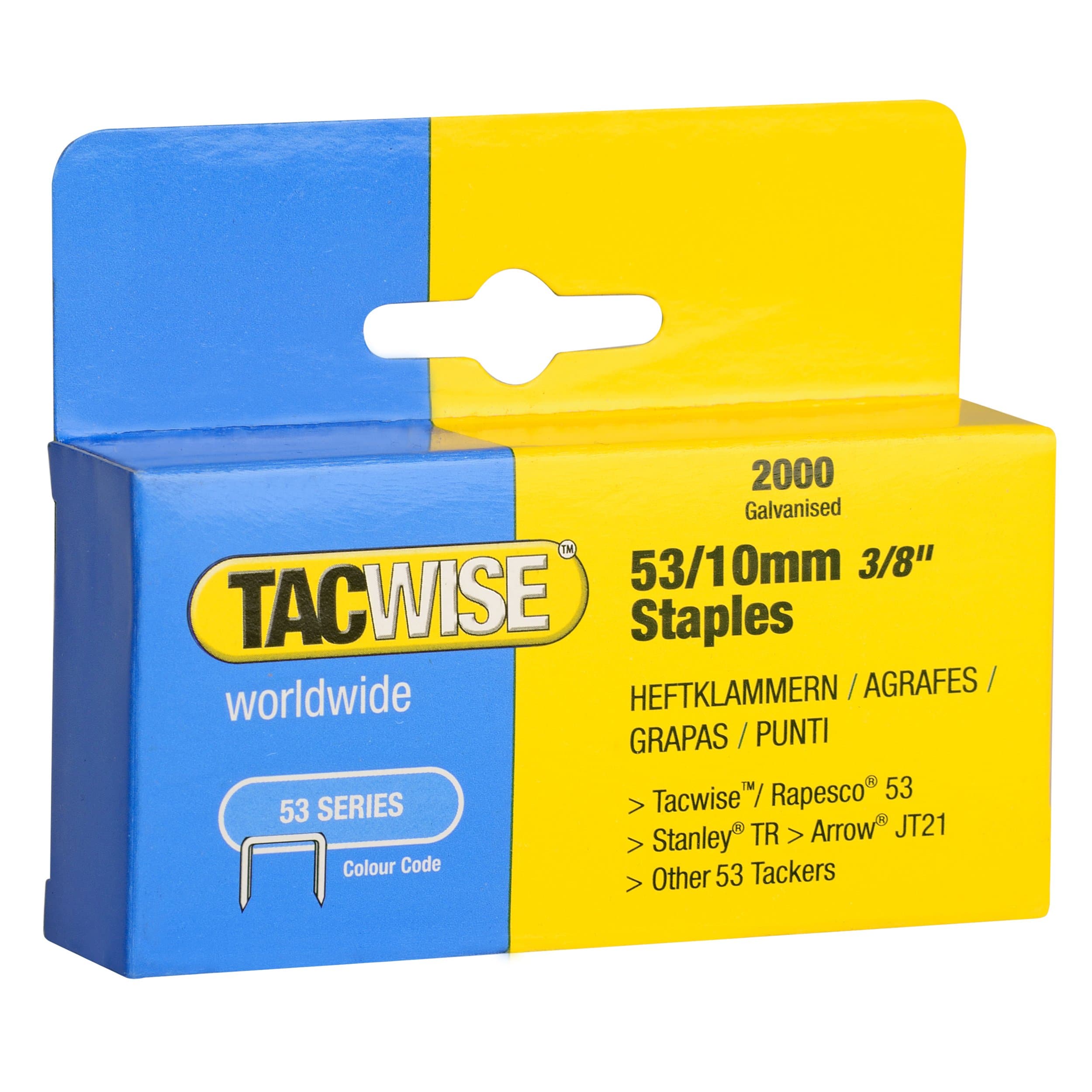 0336 Type 53 / 10 mm Galvanised Staples, Pack of 2000