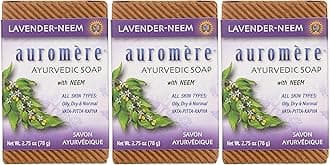 Ayurvedic Bar Soap, Lavender Neem - Eco Friendly, Handmade, Vegan, Cruelty Free, Natural, Non GMO (2.75 oz), 3 pack