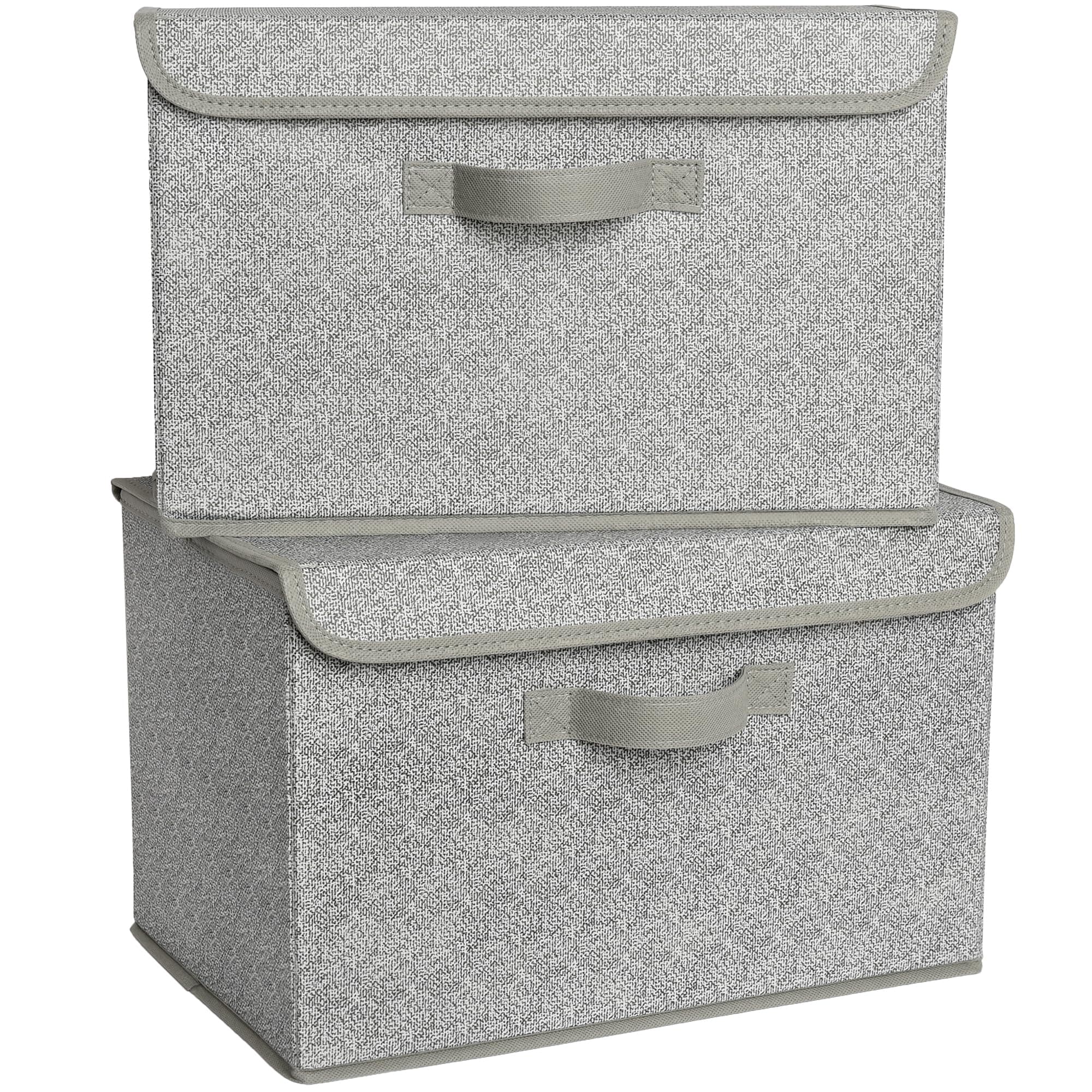 Storage Baskets with Lids, Clothes Storage Boxes, Fabric Storage Bins, Keepsake Box, Closet Organizers and Storage, Gray, 2-Pack