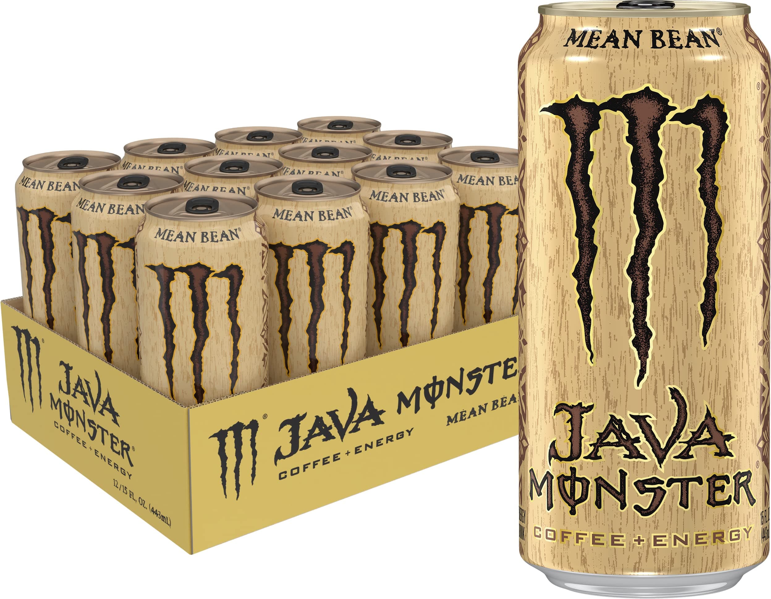 Monster Energy Java Monster Mean Bean, Coffee + Energy Drink, 15 Ounce | Pack of 12