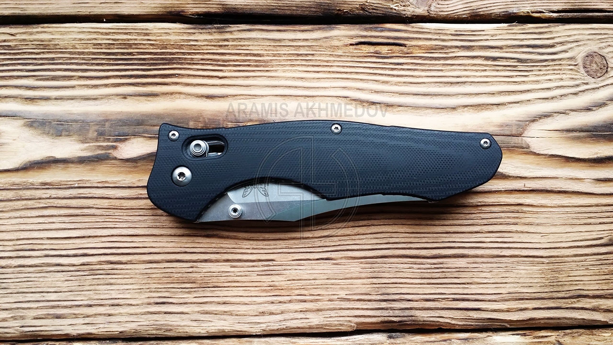 Custome scales, handle for Benchmade 810 Contego, Model 3D Classic, Black G10 (Knife not included)