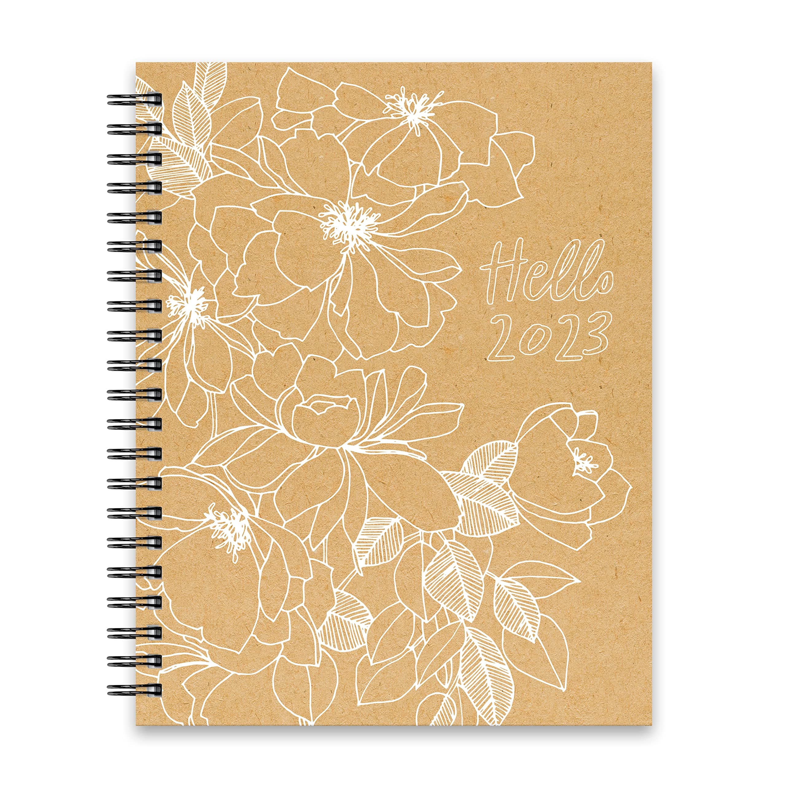 Orange Circle Studio2022-2023 Spiral Weekly Planner - Extra-Large 17-Month Hardcover Calendar & Planner - Monthly & Bi-Weekly Views - Kraft Floral