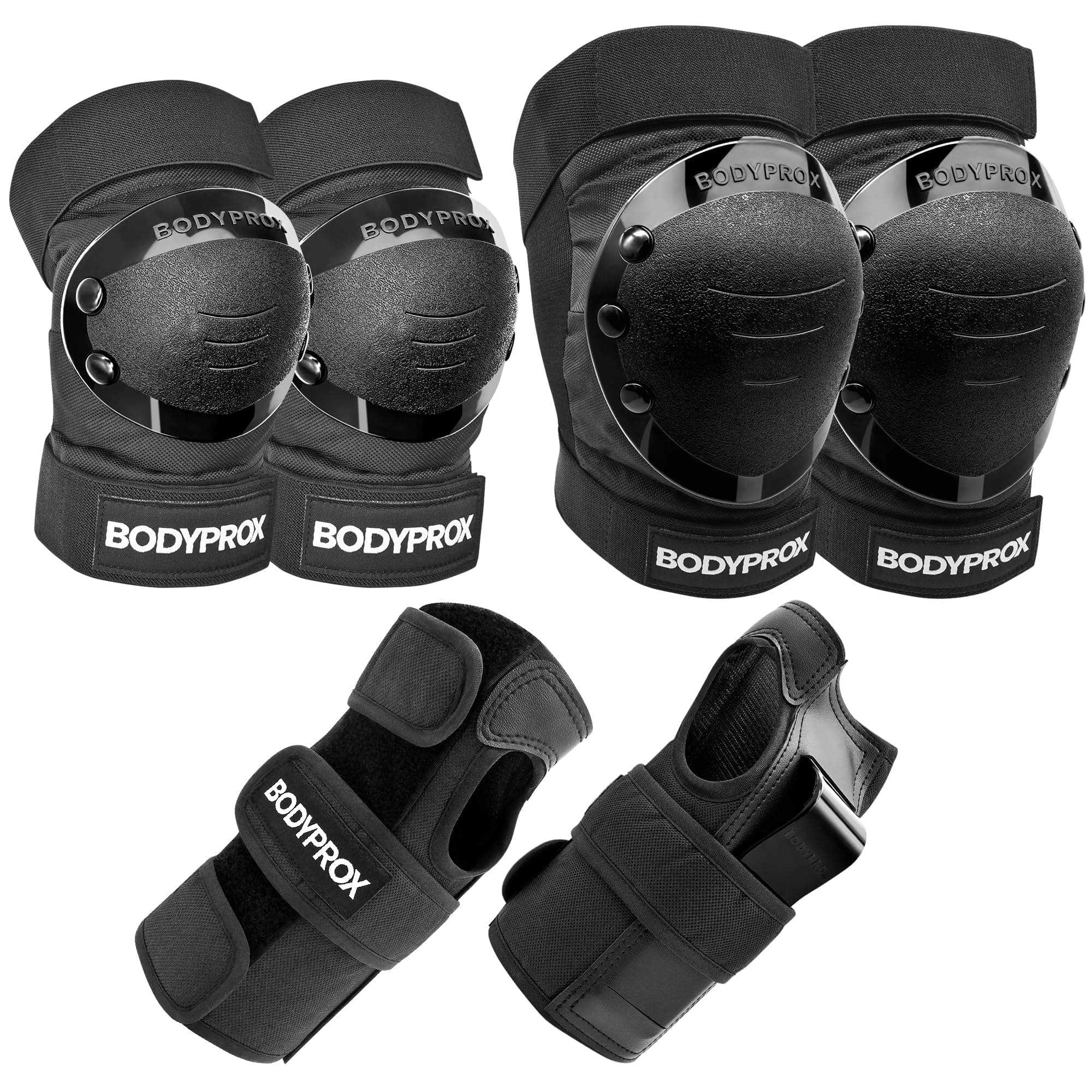 BODYPROX Knee Pads Elbow Pads Wrist Guards Set for Inline skating, Skateboarding, Roller Derby and BMX Ride.