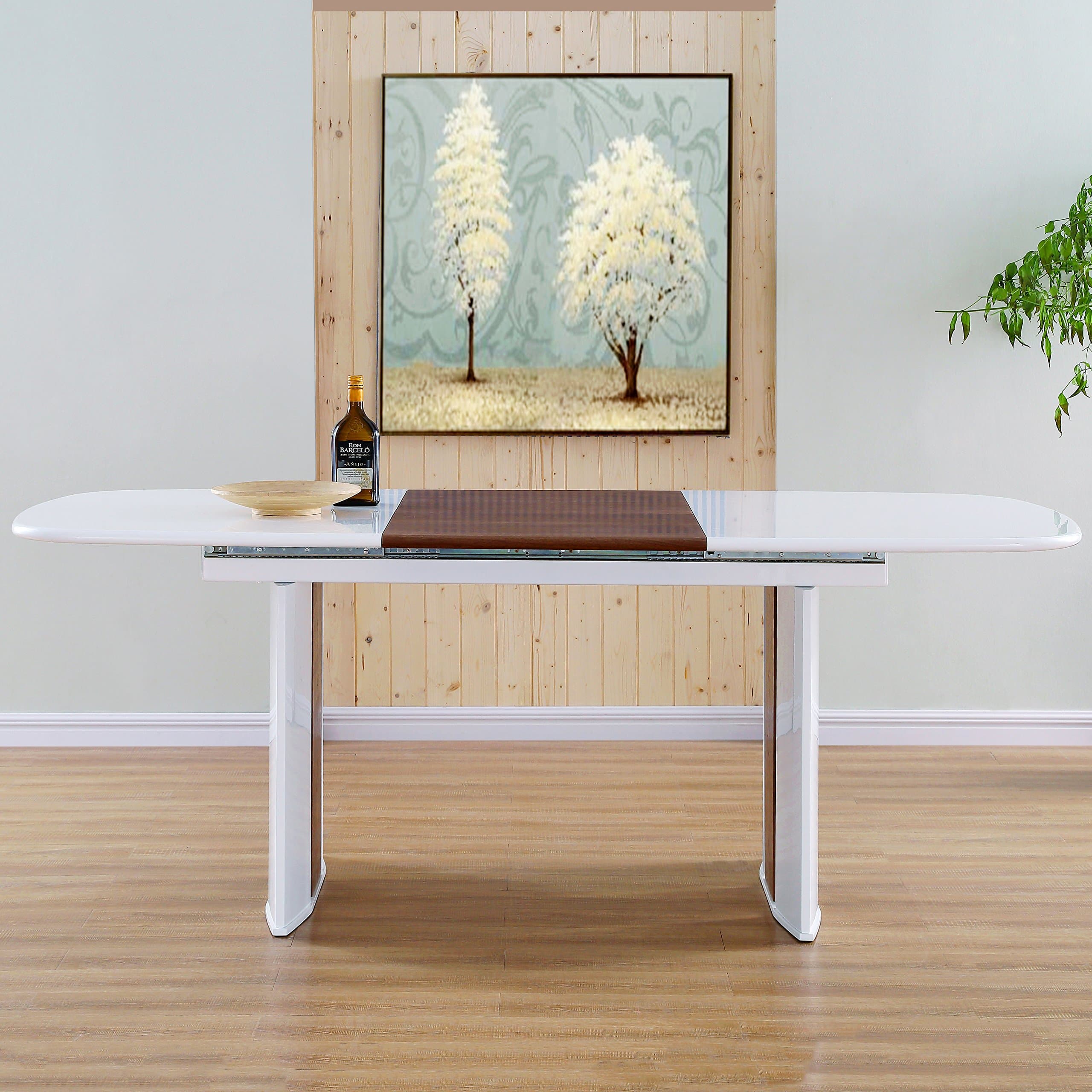 MIX DT--WHT/WNT Extendable Table, 58.5" x 39" x 30", White, Walnut