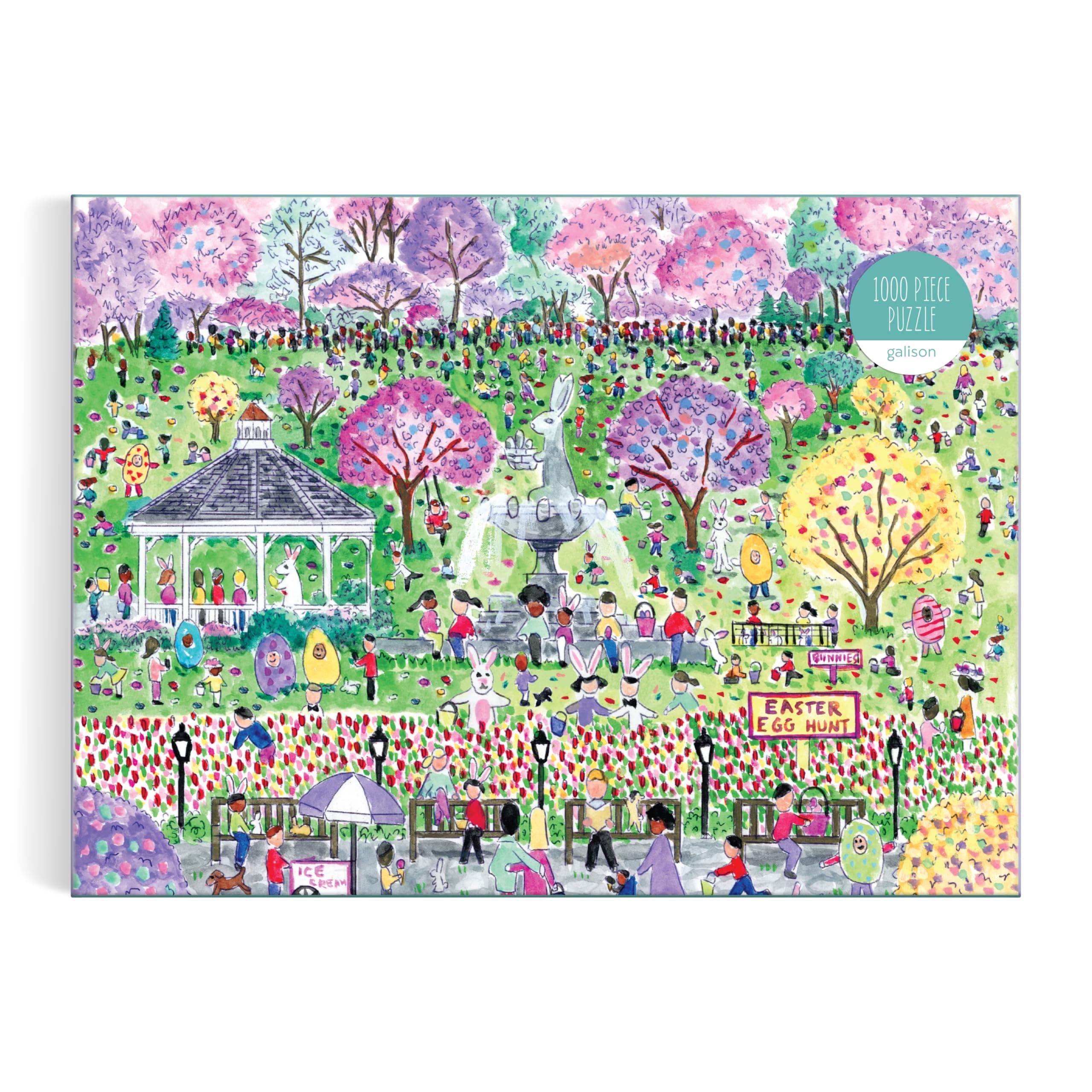 Galison Easter Egg Hunt – 1000 Piece Michael Storrings Puzzle Featuring The Spirit Of Easter Festivities At A Whimsical Park