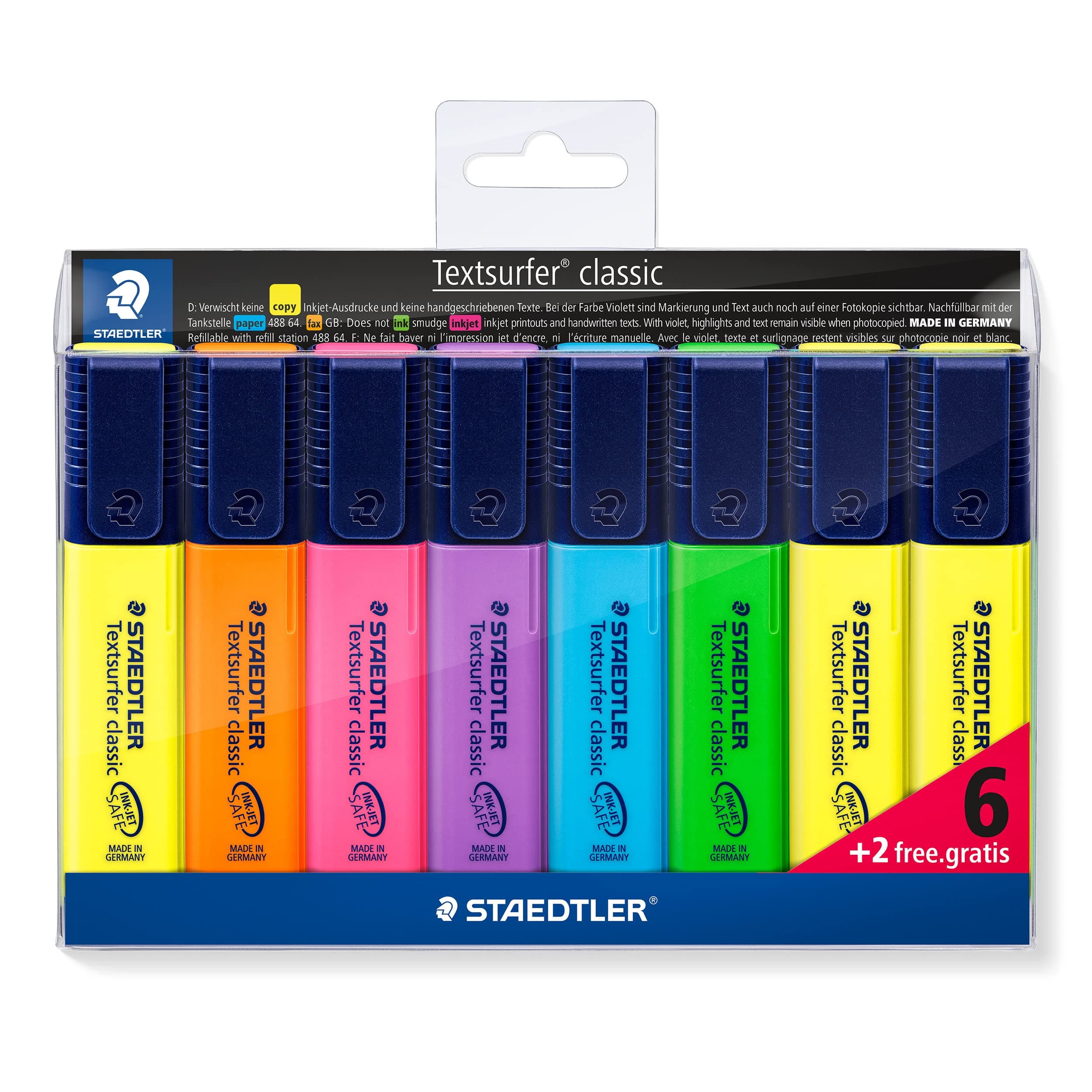364 A WP8 Textsurfer Classic Highlighter Bonus Pack - Assorted Colours (Pack of 6 + 2 FREE)