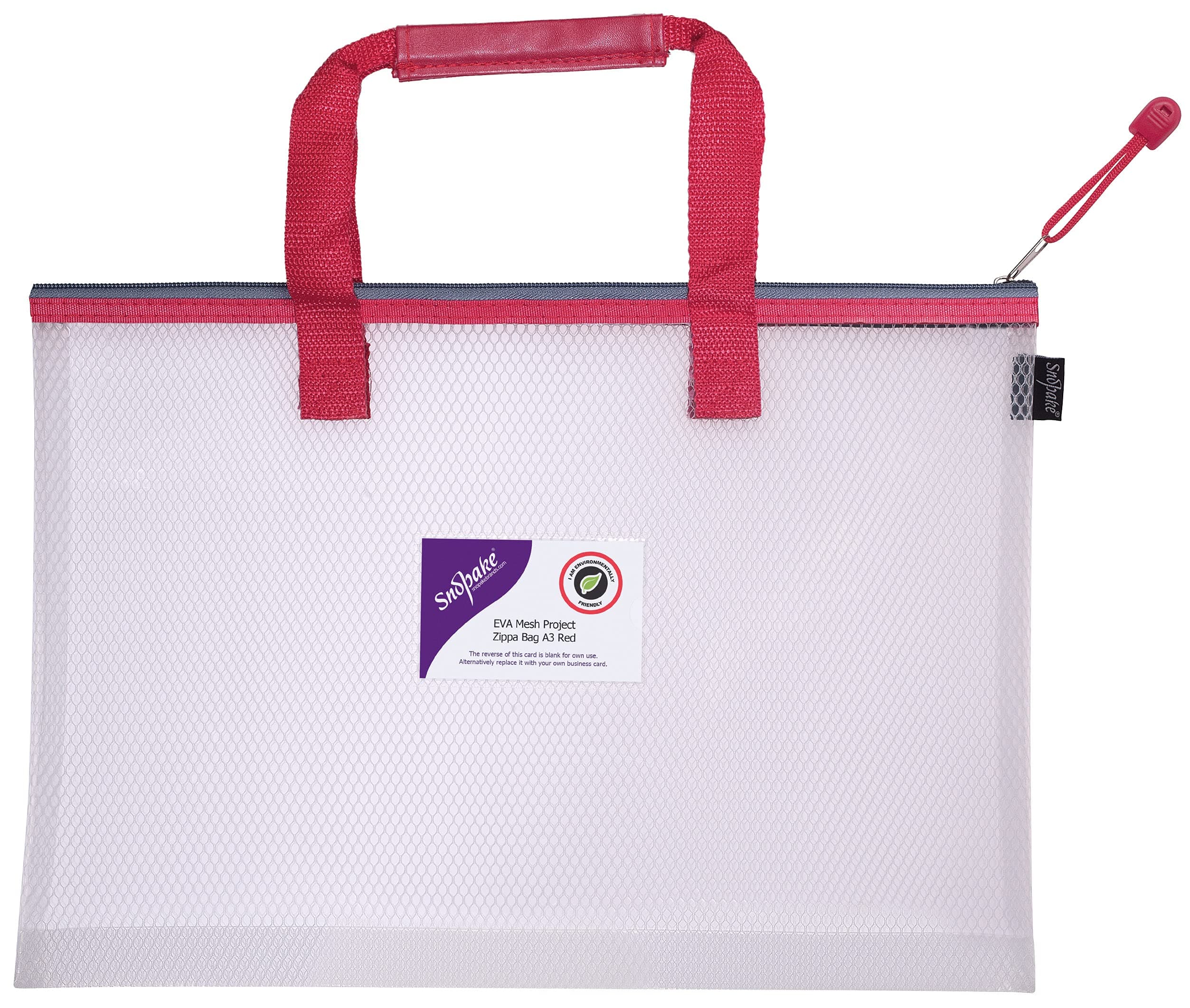 Snopake A3 High Capacity EVA Mesh Project/Book Bag [Pack of 1] Heavy Duty Bag with Soft Grip Carry Handle [Clear/Red] 15876