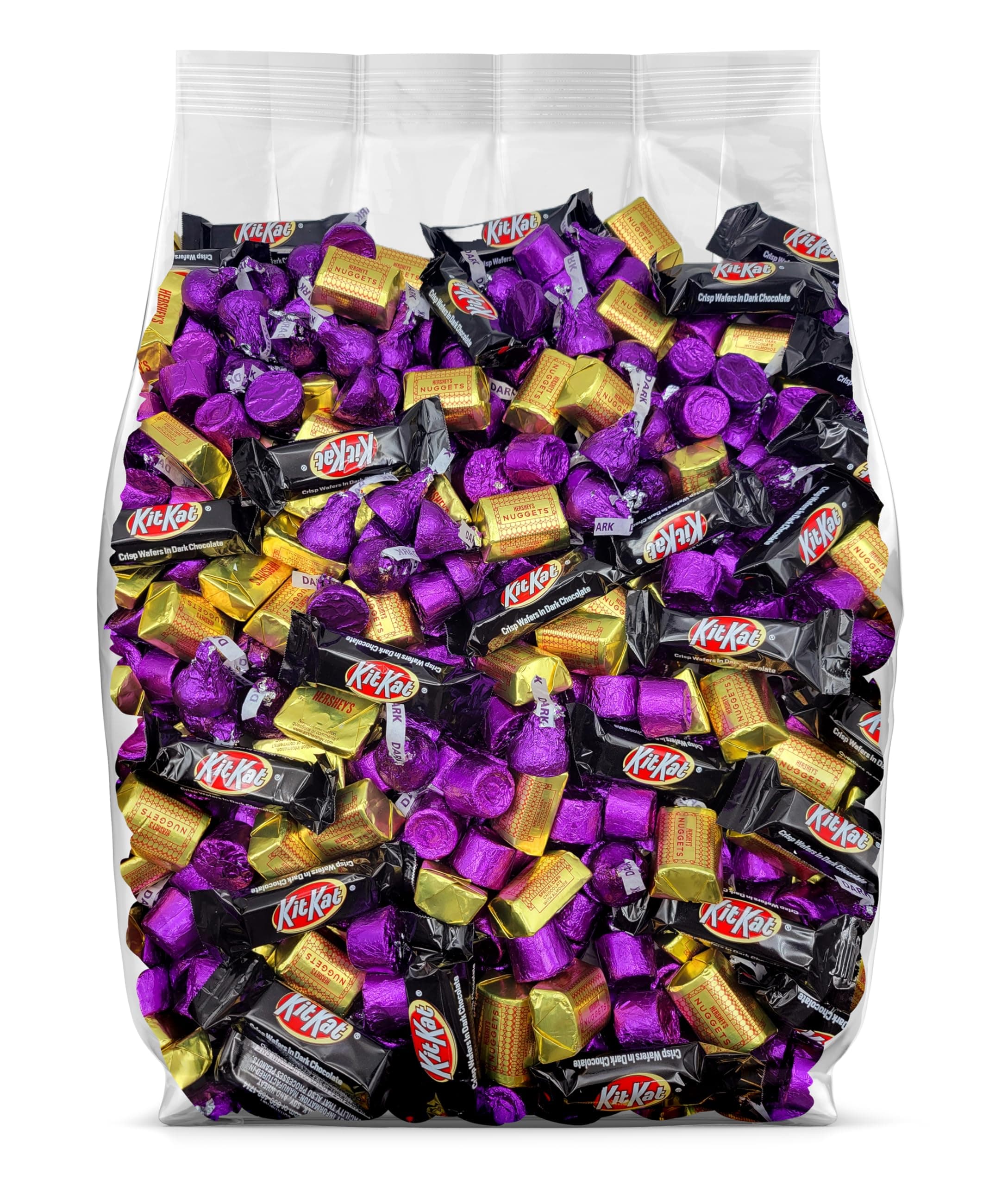 Hershey Dark Chocolate Candy Assortment - 2lb Bulk Candy Variety Pack - Assorted Dark Chocolate Miniatures - Individually Wrapped Dark Chocolate Kisses, Rolo, KitKat, and Nuggets - 2 Pounds of Bulk