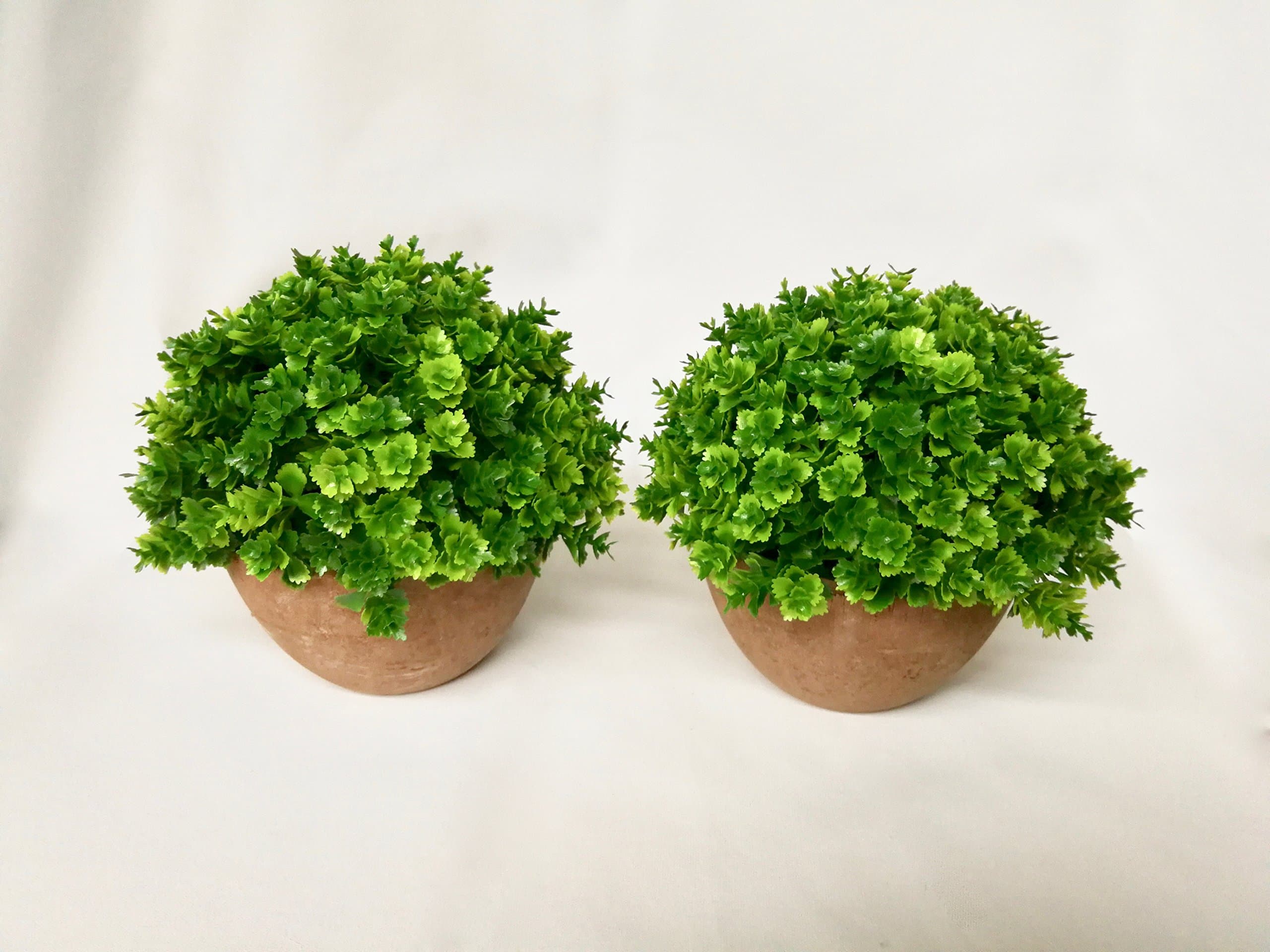2-pack Artificial Potted Green Clover. 5'' Tall x 5'' Wide Mini Size. Minimalist. Long lasting. Decorative fake grass plant in pots for home office indoor bathroom kitchen table décor.