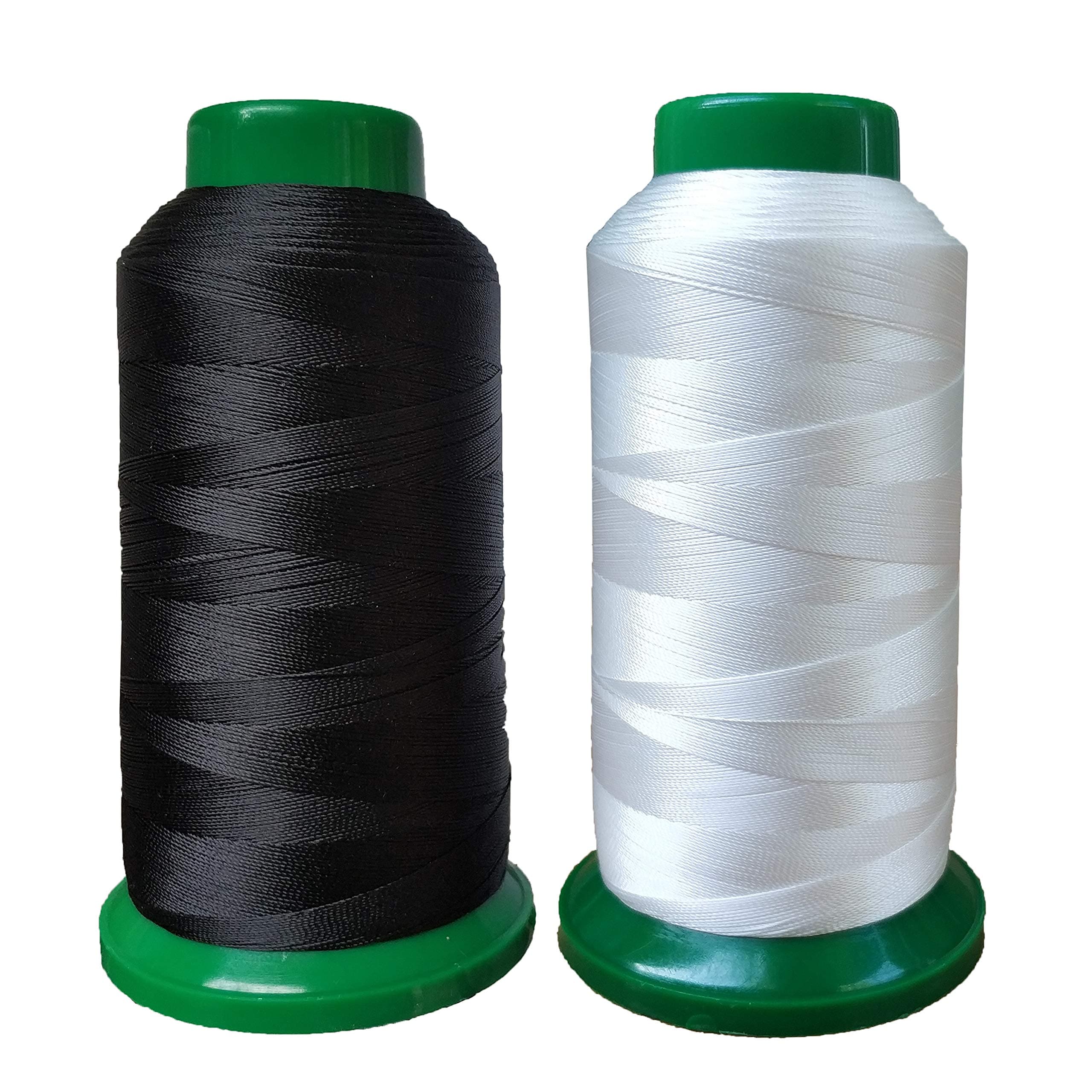 Polyester Thread Heavy Duty Bonded UV Resistant High Strength Outdoor Thread #69 T70 Size 210D/3Ply for Upholstery, Outdoor Market, Drapery, Leather, Beading, Crafts, 3000Yards Pack of 2 (Black White)
