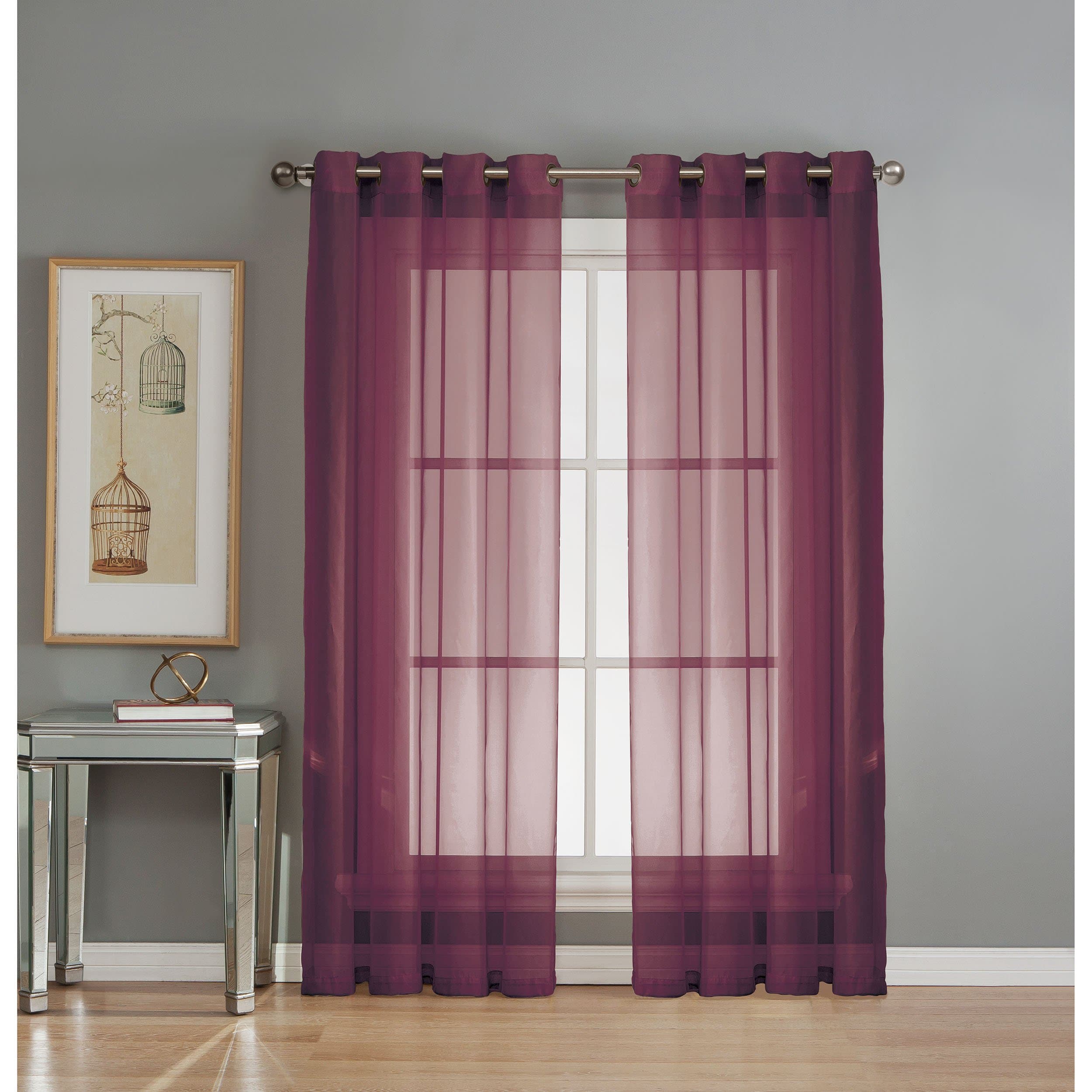 Window ElementsDiamond Sheer Voile Extra Wide 56 x 84 in. Grommet Curtain Panel, Plum