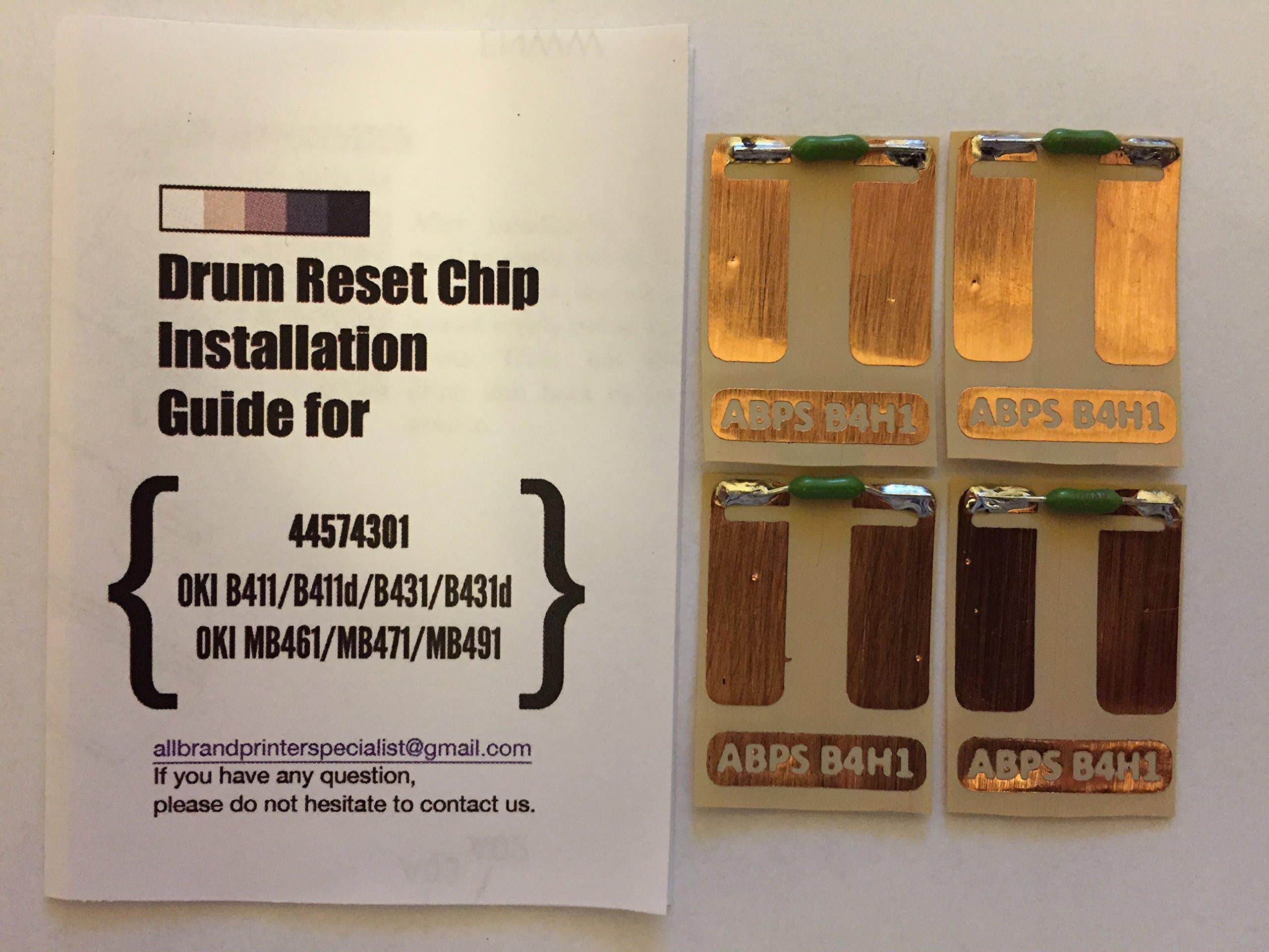 [B4H1 QUAD] Super Easy Drum Reset Chip for OKI 44574301 Drum unit. Compatible for B411, B411d, B431, B431d, MB461, MB471, MB491 (Quad Pack)