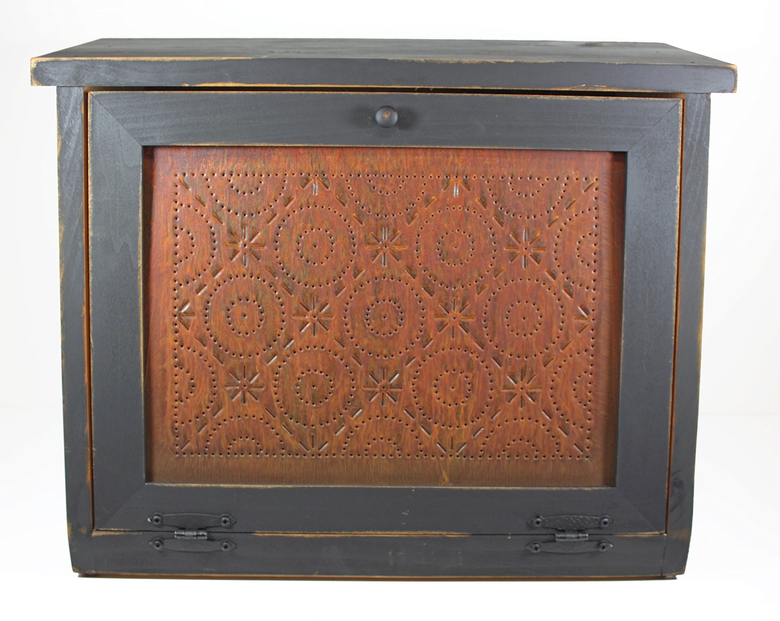 Bread Box - Country Rustic Primitive Bread Box with Old Mill Rusty Tin Panel