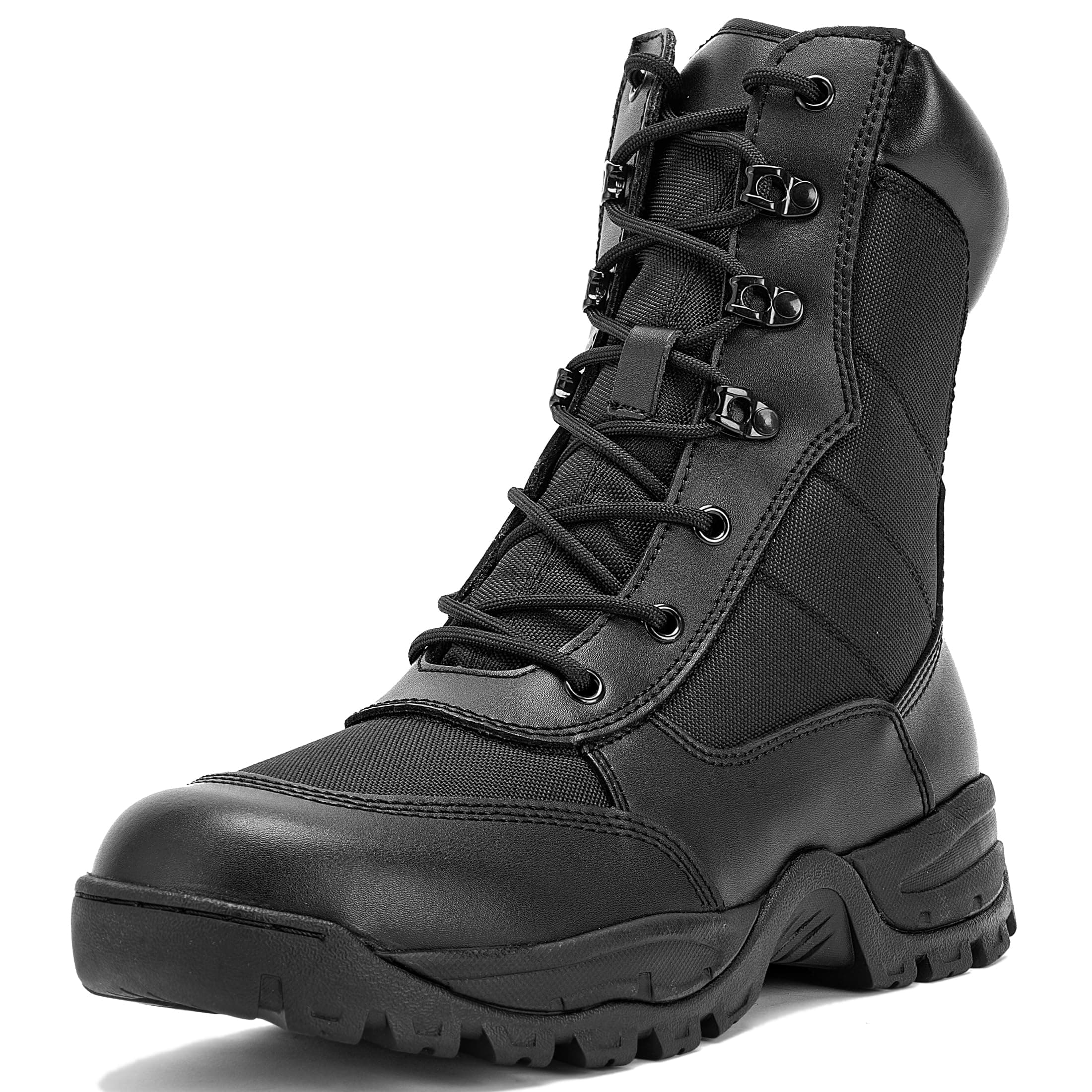 WIDEWAY Men's 8 Inches Military Tactical Work Boot With Side Zipper - Lightweight Army Combat Desert Boot for Outdoor Use