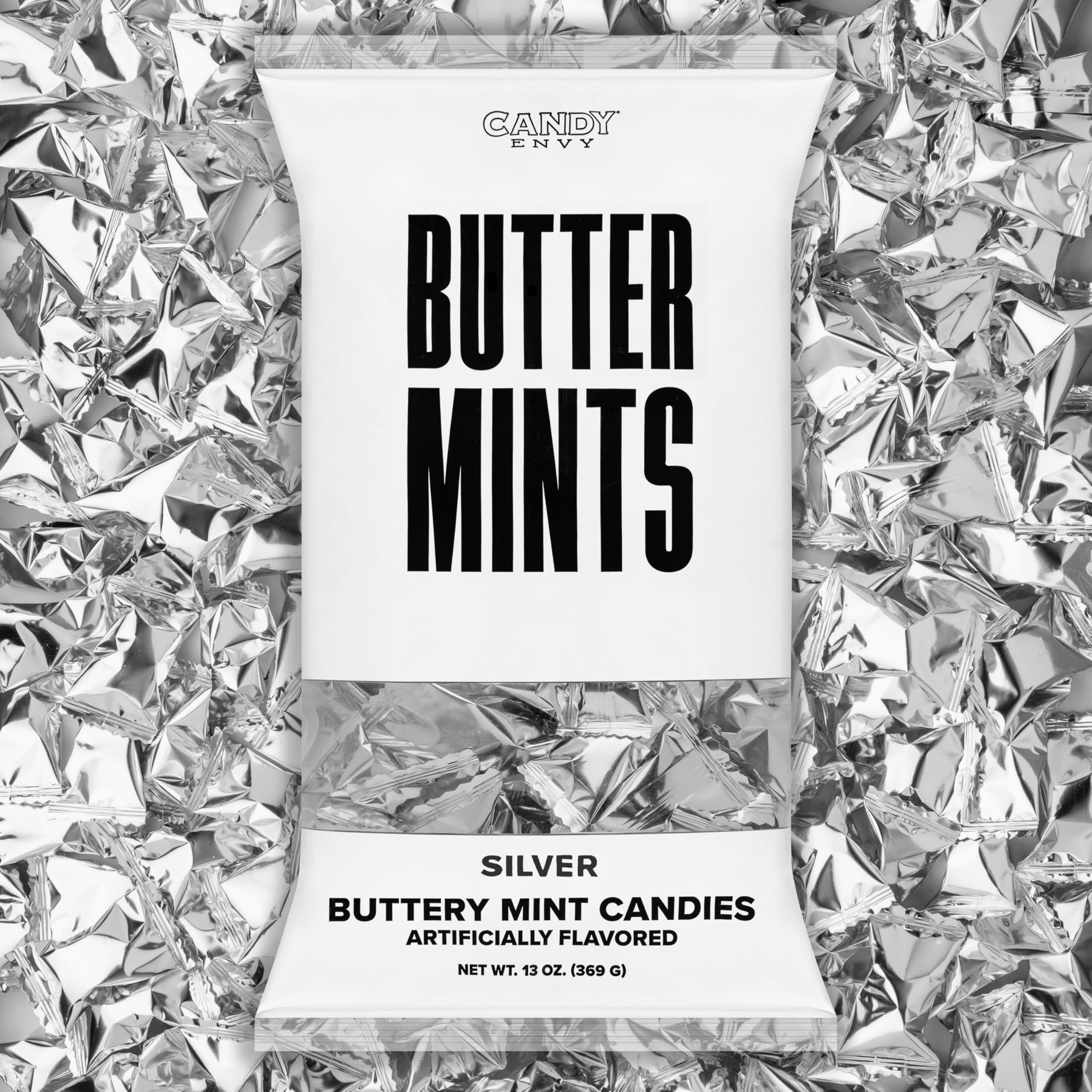 Silver Foil Buttermints - 13 oz. Bag - 100 Individually Wrapped Silver Candy Mints