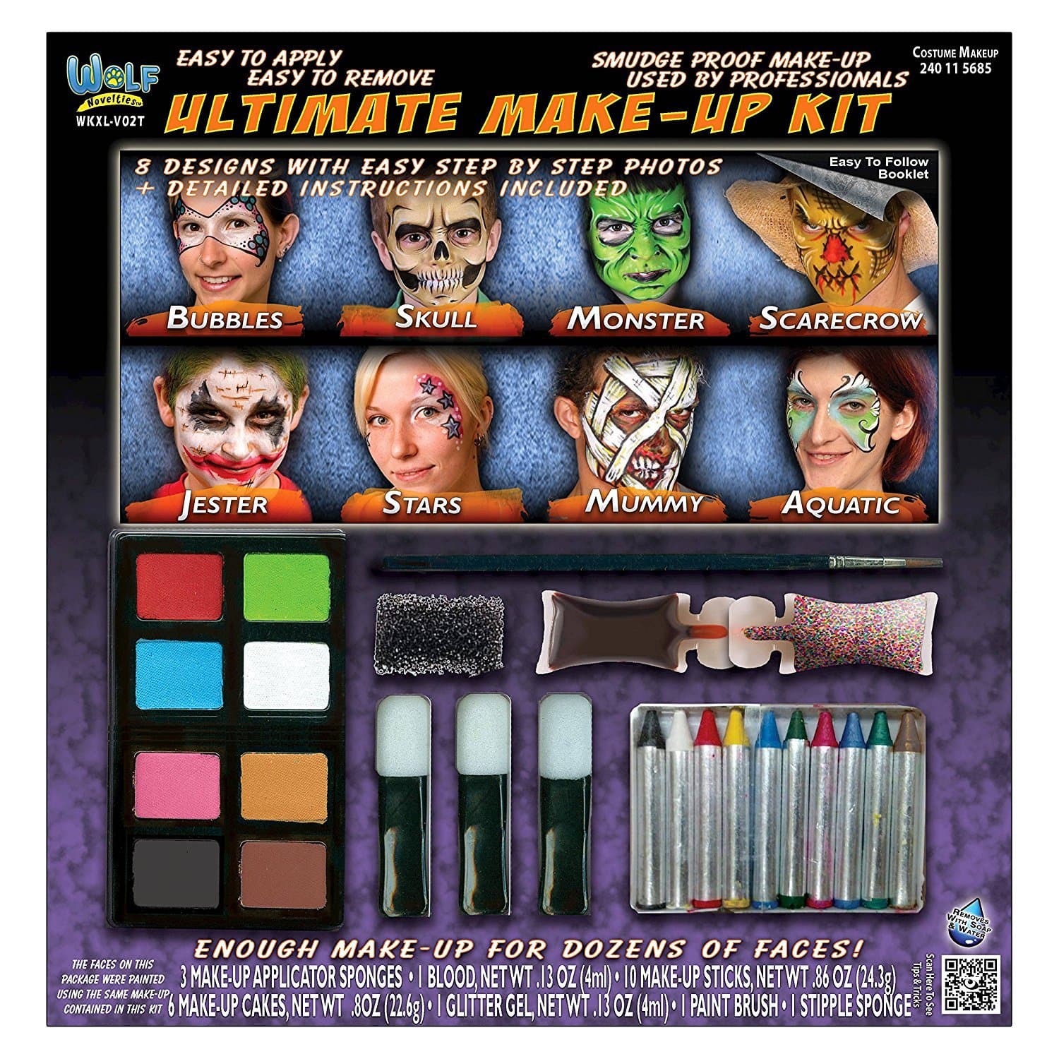 Wolfe Fx Water Activated Deluxe Multi Face Painting Kit