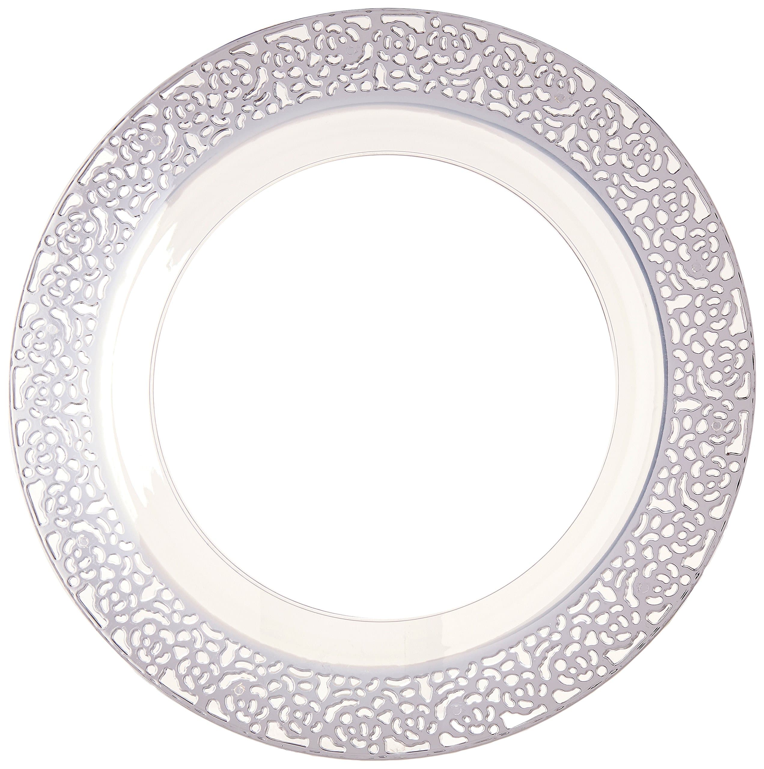 buyNsave Clear and Silver Plates-10.25" | Inspiration Collection | Pack of 10 Dinner, 10.25", 10.25 INCH PLATE