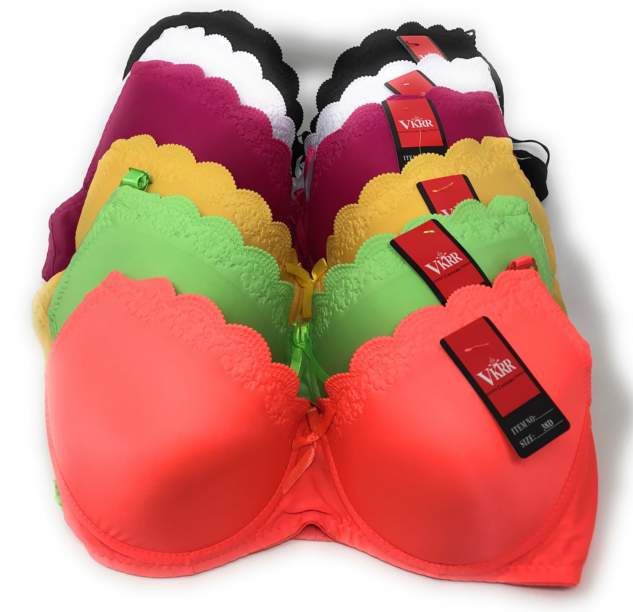 6-Pack Bras, Flower Imprints (36D)