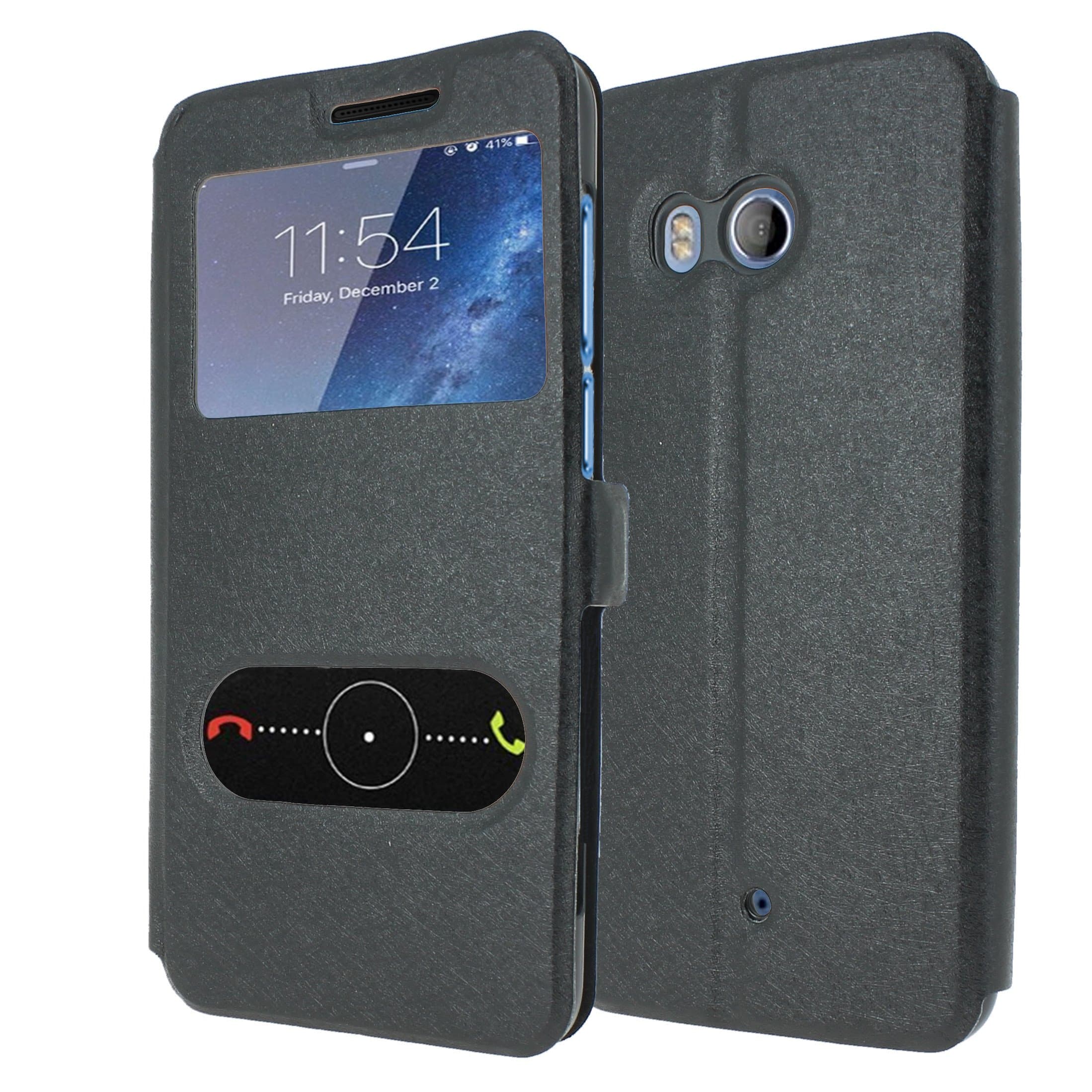 HTC U11 Case, Cover S-View Folio [Scott-UK] (Windows View) [Black][Flip Cover] for HTC U11