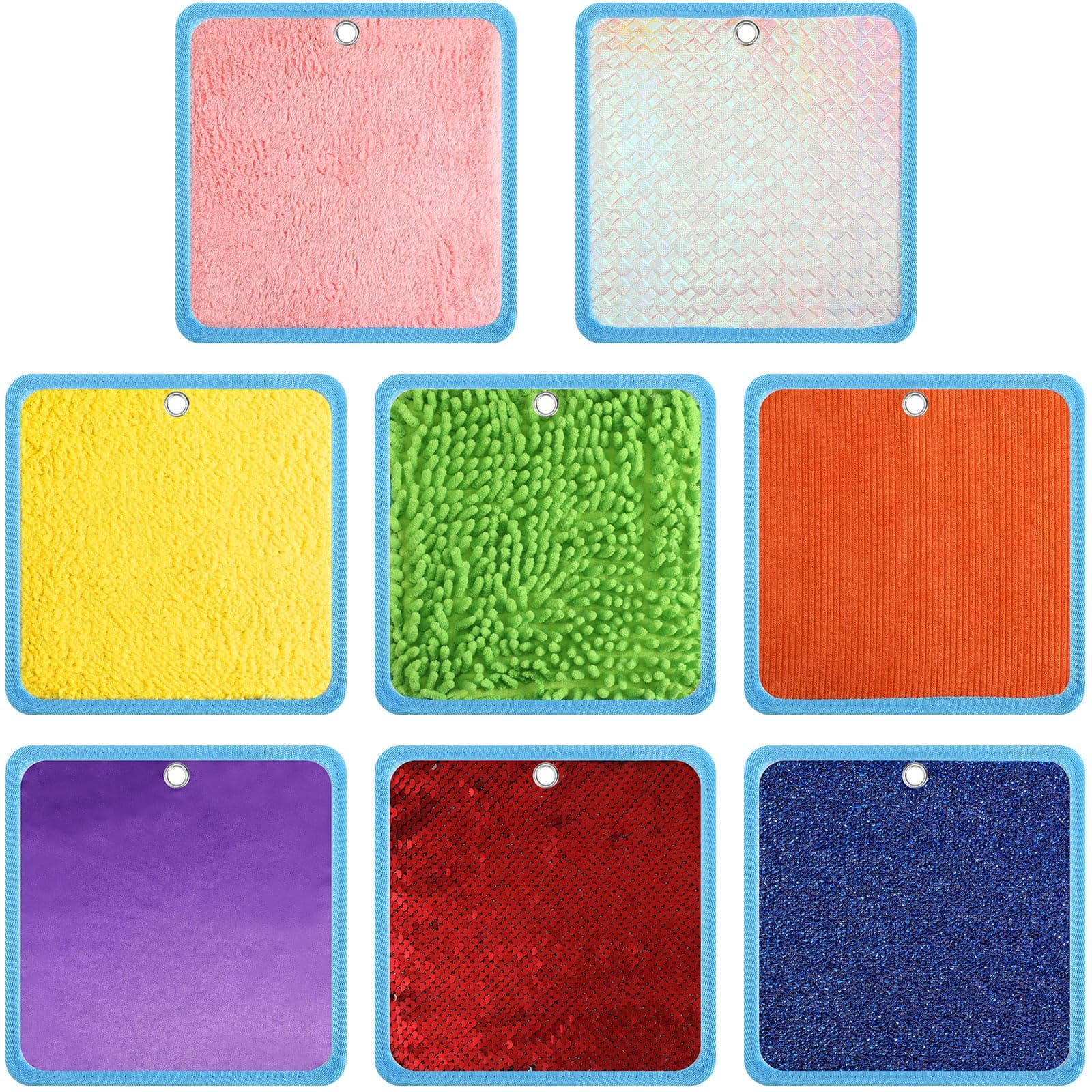 Boao 8 Set Mini Sensory Mats Assorted Textured Play Mats Sensory Floor Tiles Educational Tactile Toys for Activity(7.9 Inch,Square)