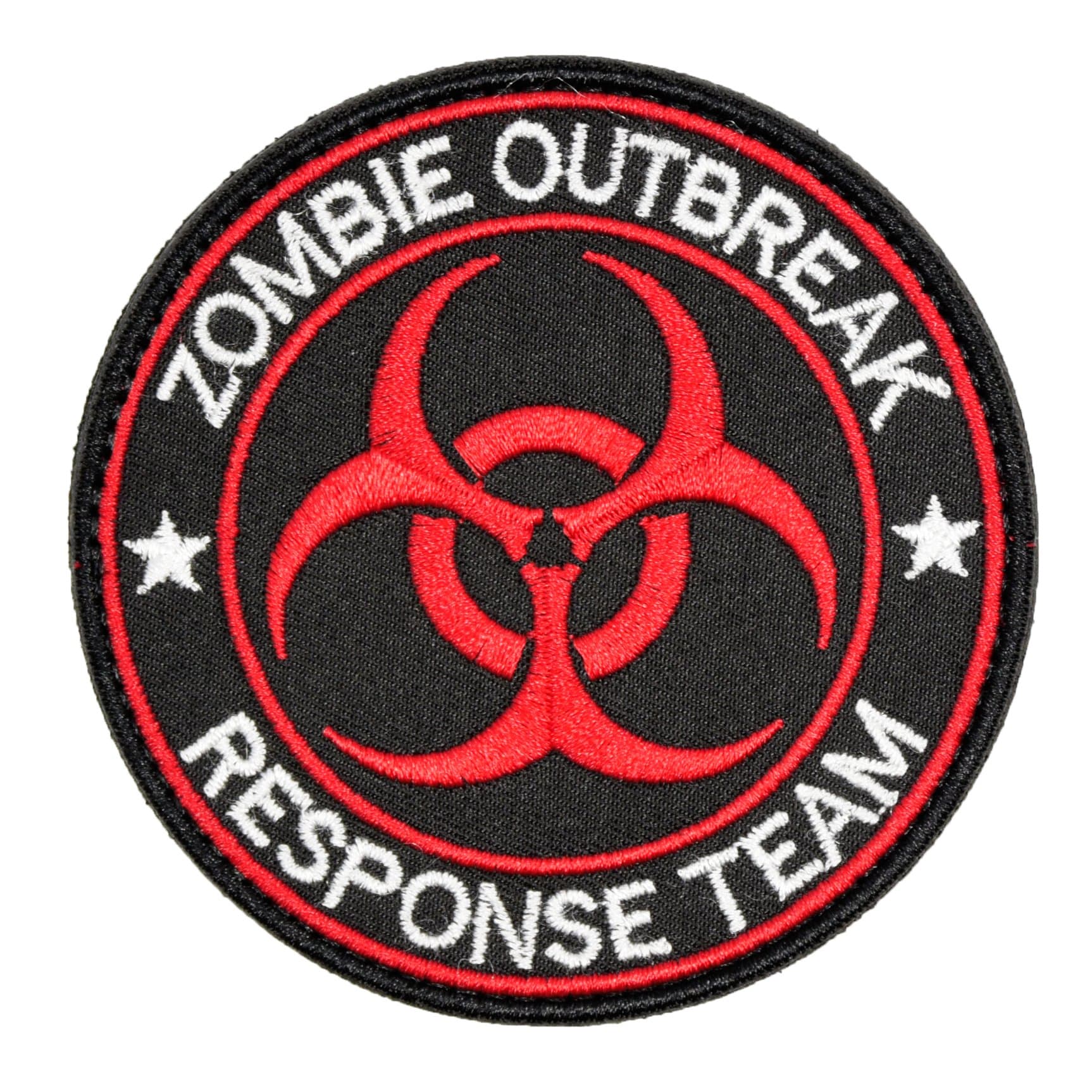 Zombie Outbreak Response Team Biohazard Morale Tactical Patch Embroidered Applique with Hook and Loop Fastener Backing Patch (Black+Red)
