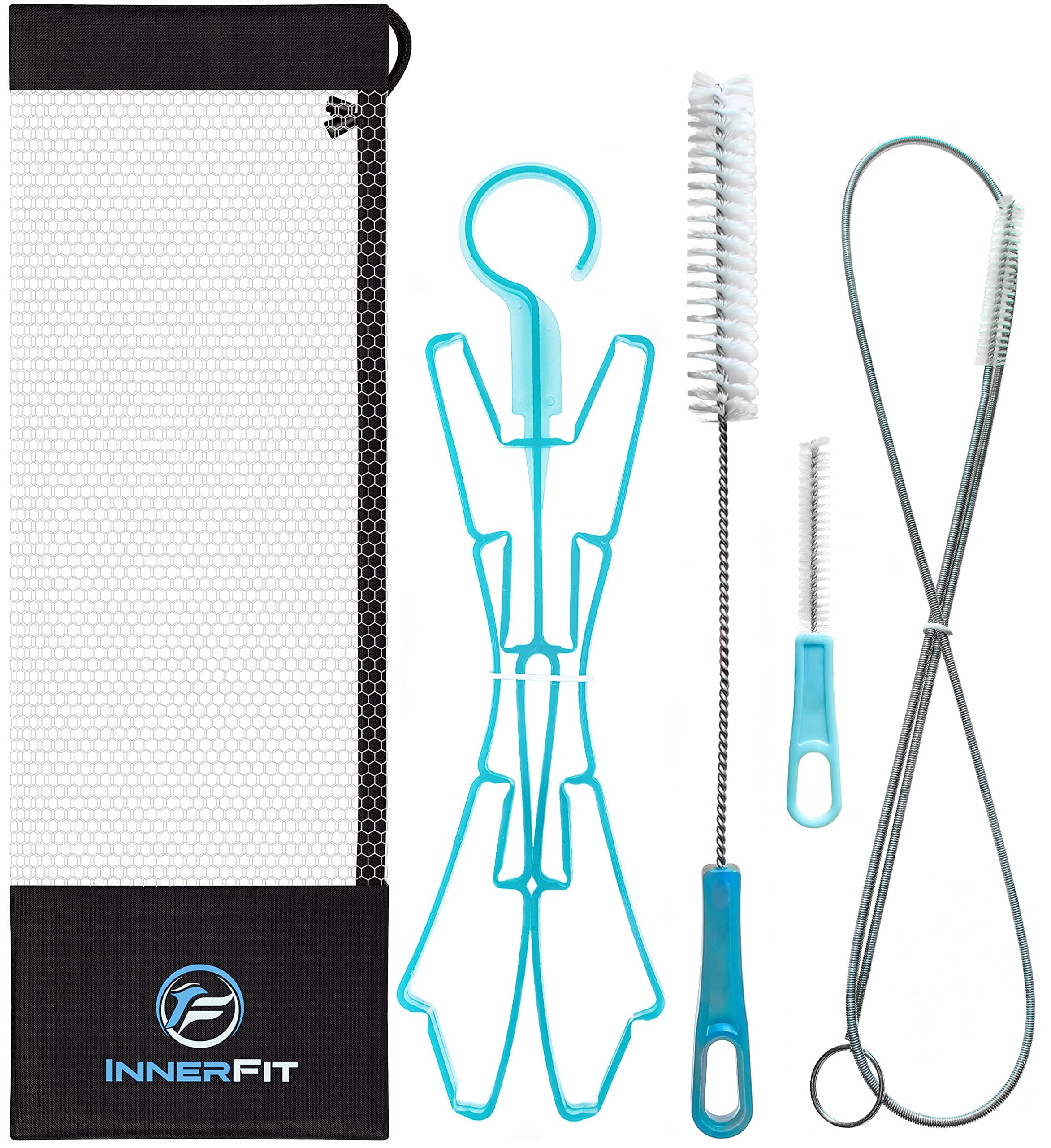 InnerFit Hydration Bladder Cleaning Kit - 5 in 1 Water Bladder Cleaning Kit - 3 Brushes - 1 Collapsible Frame - 1 Carrying Pouch
