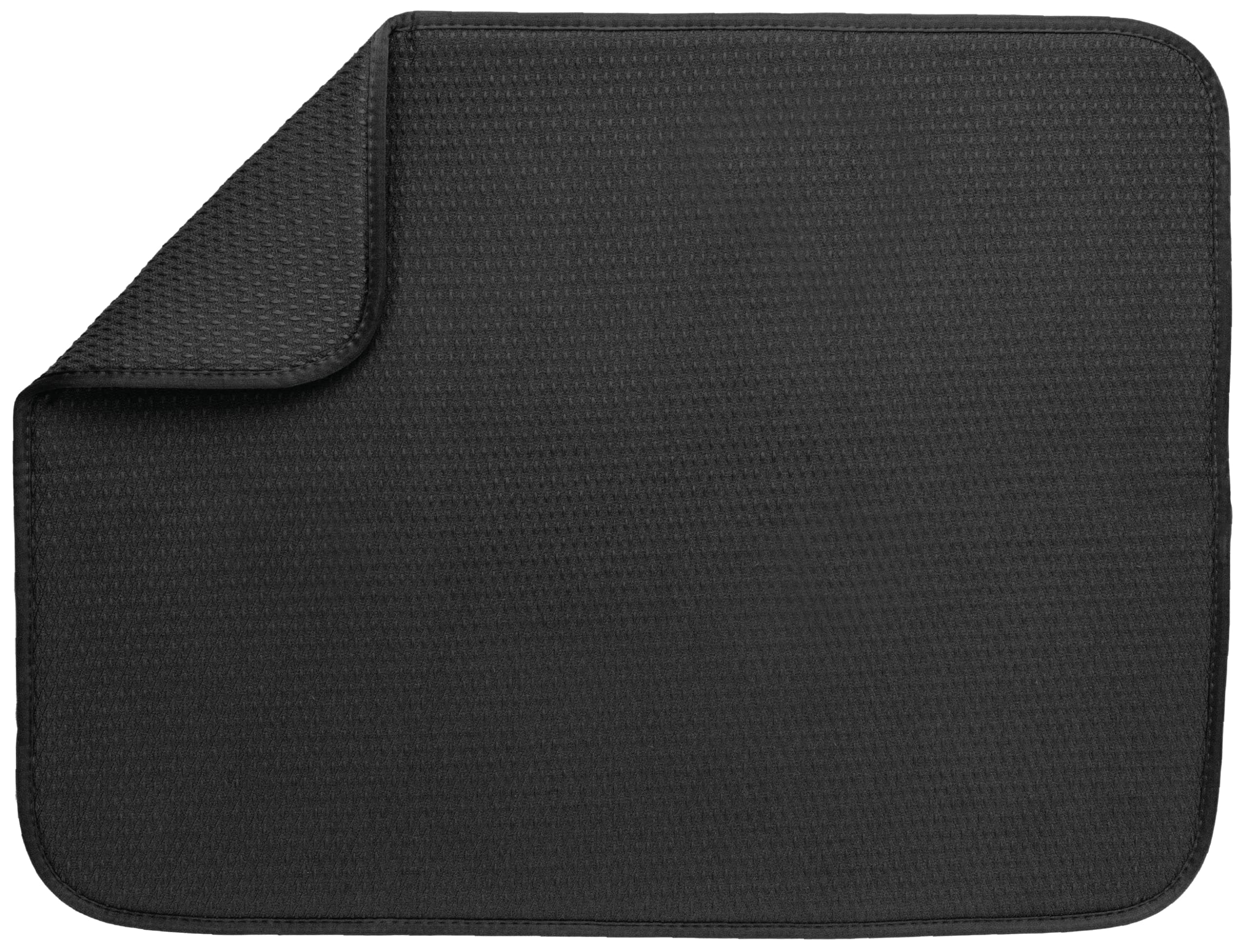 Envision HomeAbsorbent Reversible Microfiber XL Dish Drying Mat for Kitchen, 18 Inch x 24 Inch, Black, Polyester