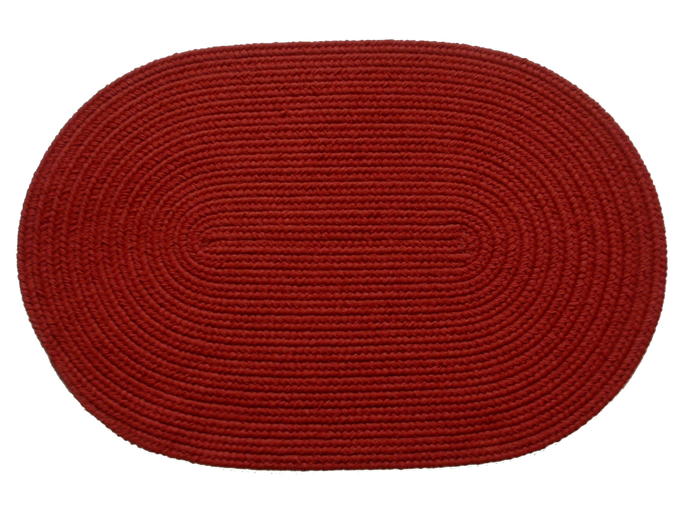Solid polypropylene Oval Braided Rug, 2 by 3-feet, Brilliant Red