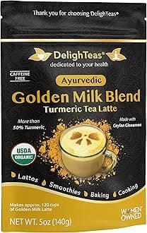 Organic Golden Milk Powder with Turmeric, Ginger, Ceylon Cinnamon | Ayurvedic Spices for Golden Turmeric Latte | Unsweetened, Vegan, Non-GMO, Keto | 120 Servings, 5 oz.