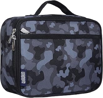 Wildkin Kids Insulated Lunch Box Bag for Boys & Girls, Reusable Kids Lunch Box is Perfect for Elementary, Ideal Size for Packing Hot or Cold Snacks for School & Travel Bento Bags (Black Camo)