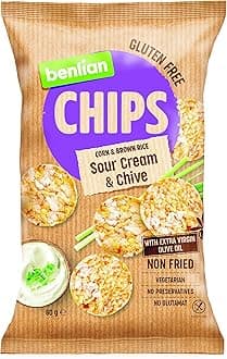 Gluten Free Chips Corn & Brown Rice, Sour Cream Chive 60g | With Extra Virgin Olive Oil, Non Fried, Vegetarian, No Preservatives, Glutamat