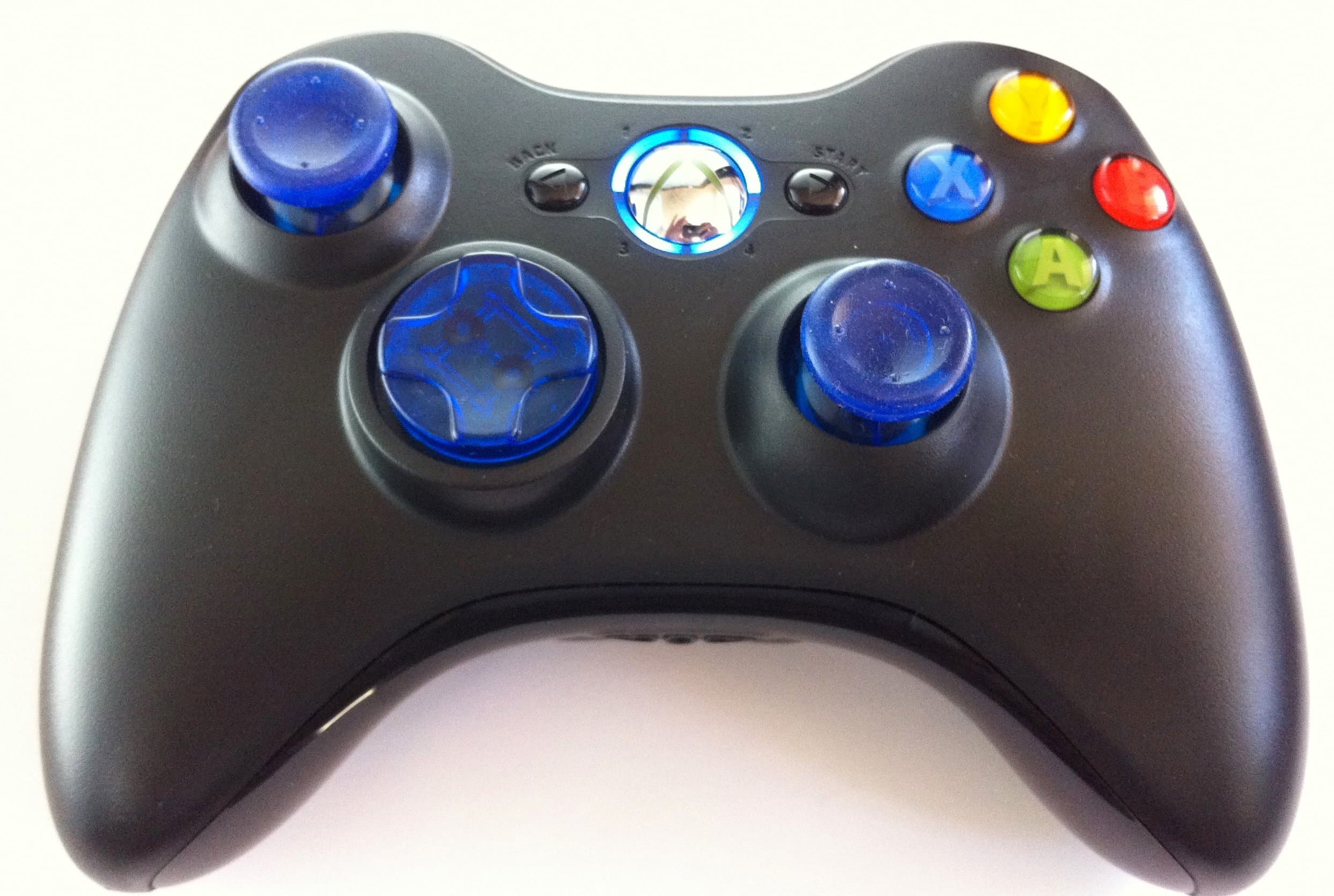 Clear Blue D-pad. Led, Sticks, 17 Mode Drop Shot, Quick Scope, Auto Aim, Dual Rapid Fire, Reprogrammable Xbox 360 Modded Rapid Fire Controller for COD Advanced Warfare Ghost Mw3 Black Ops Mw 2