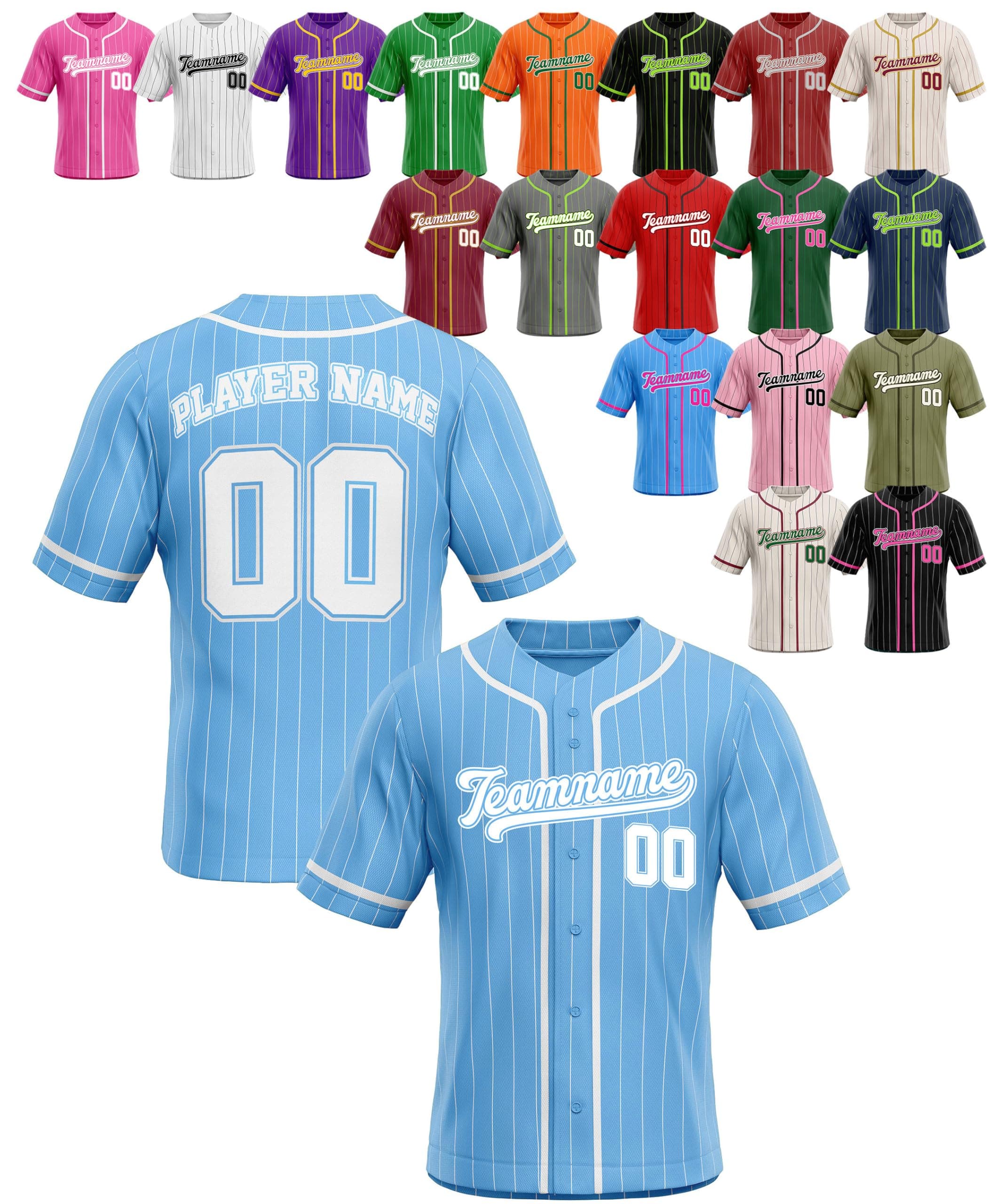 Custom Stripe Baseball Jerseys - Personalized Pinstripe Team Uniforms for Men, Women, Boys - Add Your Name, Number, Logo